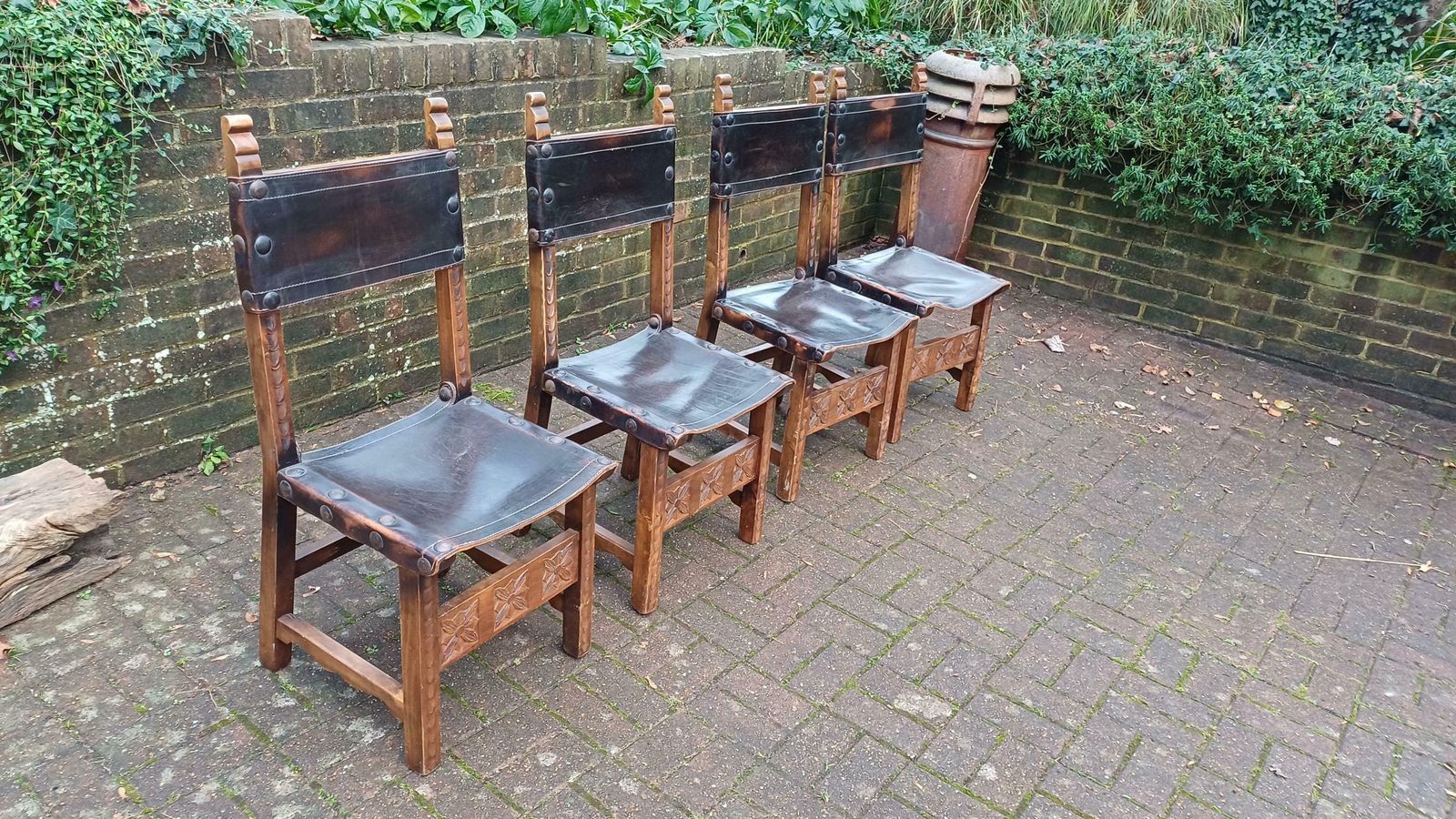 Elegant Set Of Four Handcrafted Hardwood Kitchen Or Dining Chairs – Southern European Style photo furniture