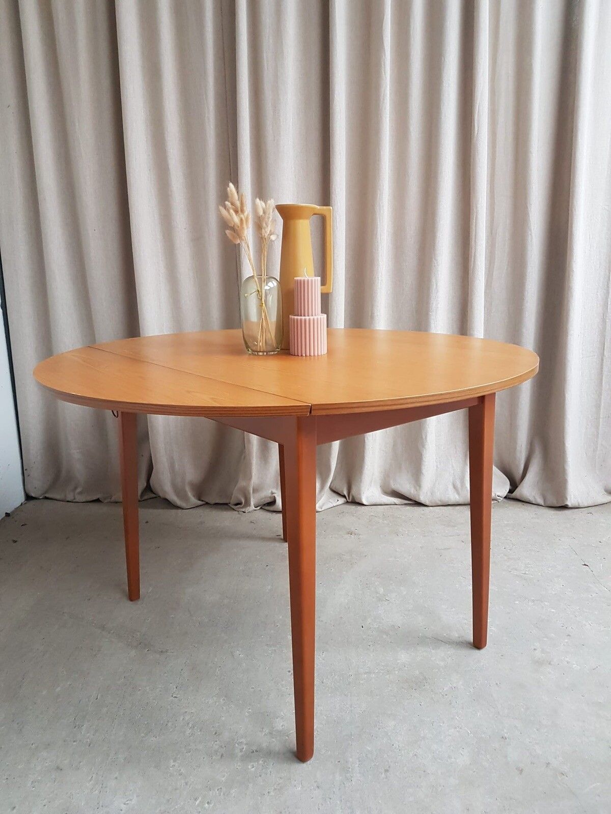 Vtg Mid Century Drop Leaf Oak Effect Extending Dining Table Danish Retro R655