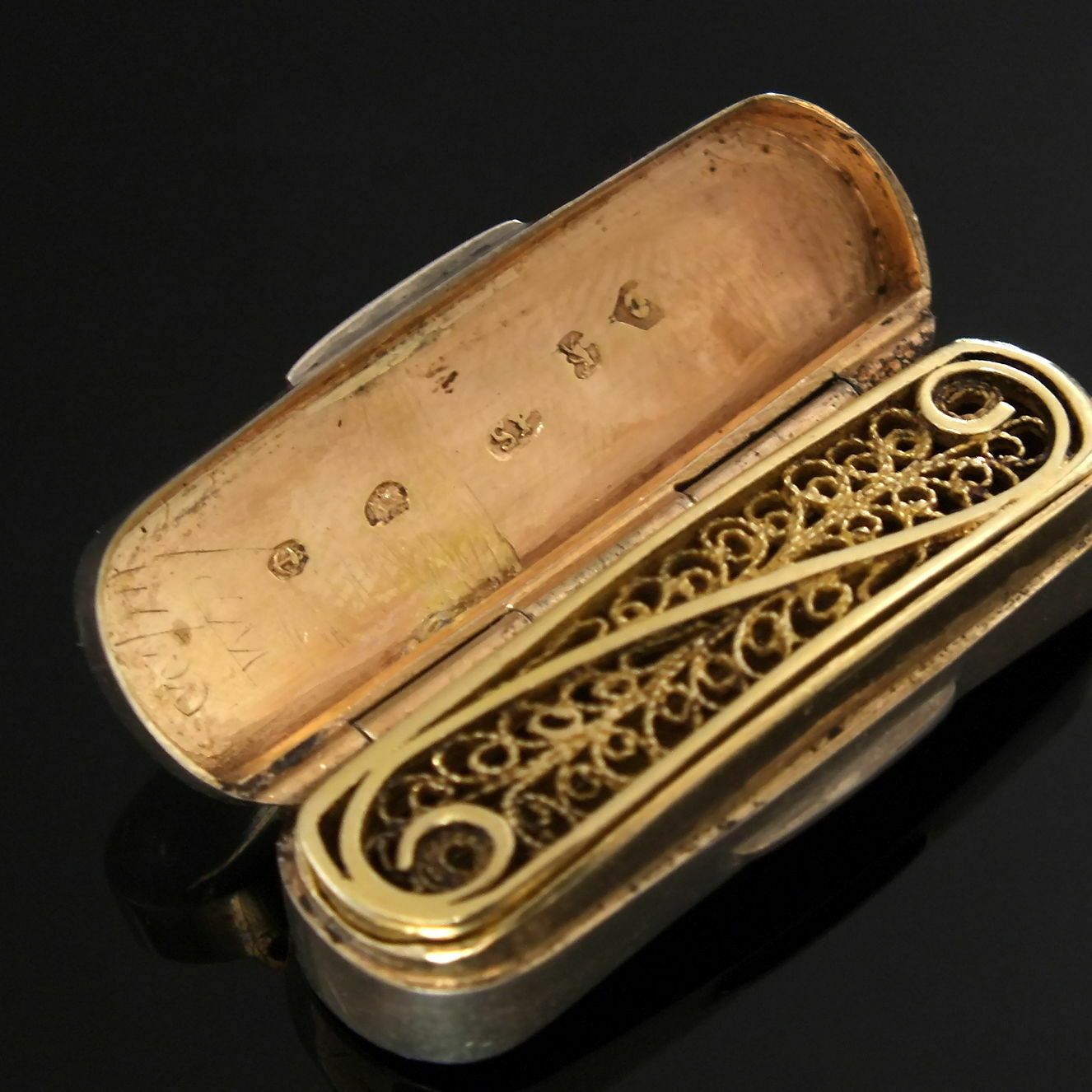 Georgian Silver Filigree Vinaigrette By Samuel Pemberton Birmingham 1804 photo furniture