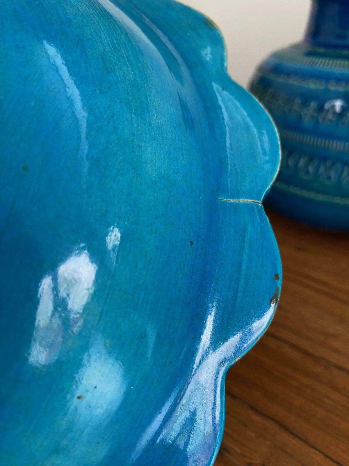 Italian Mid Century Bitossi Pottery Bowl Rimini Blue Aldo Londi 1960s 70s Interior Design photo 59.0