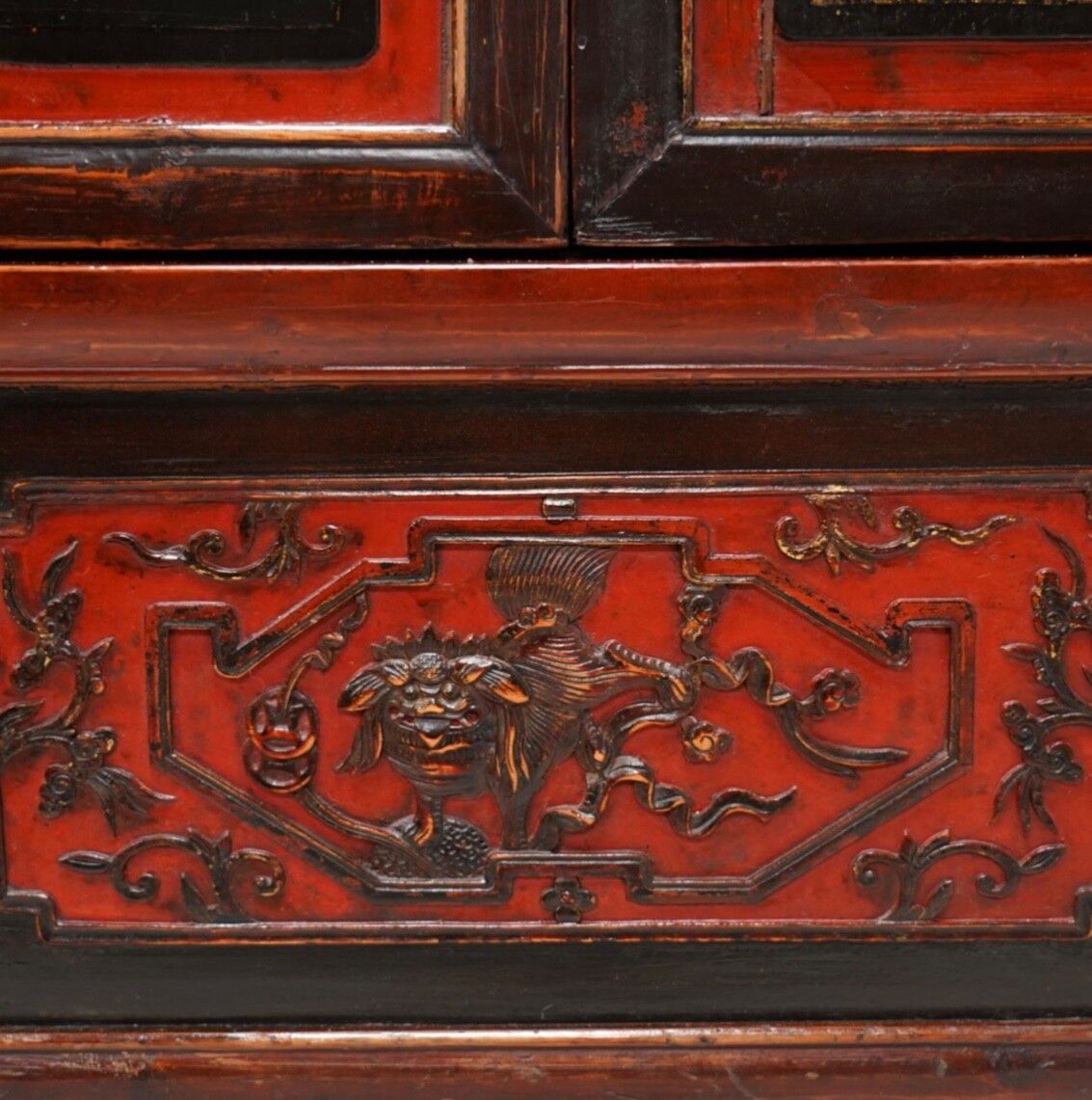 19th Century Elm Chinese Lacquered Marriage Cabinet photo buy
