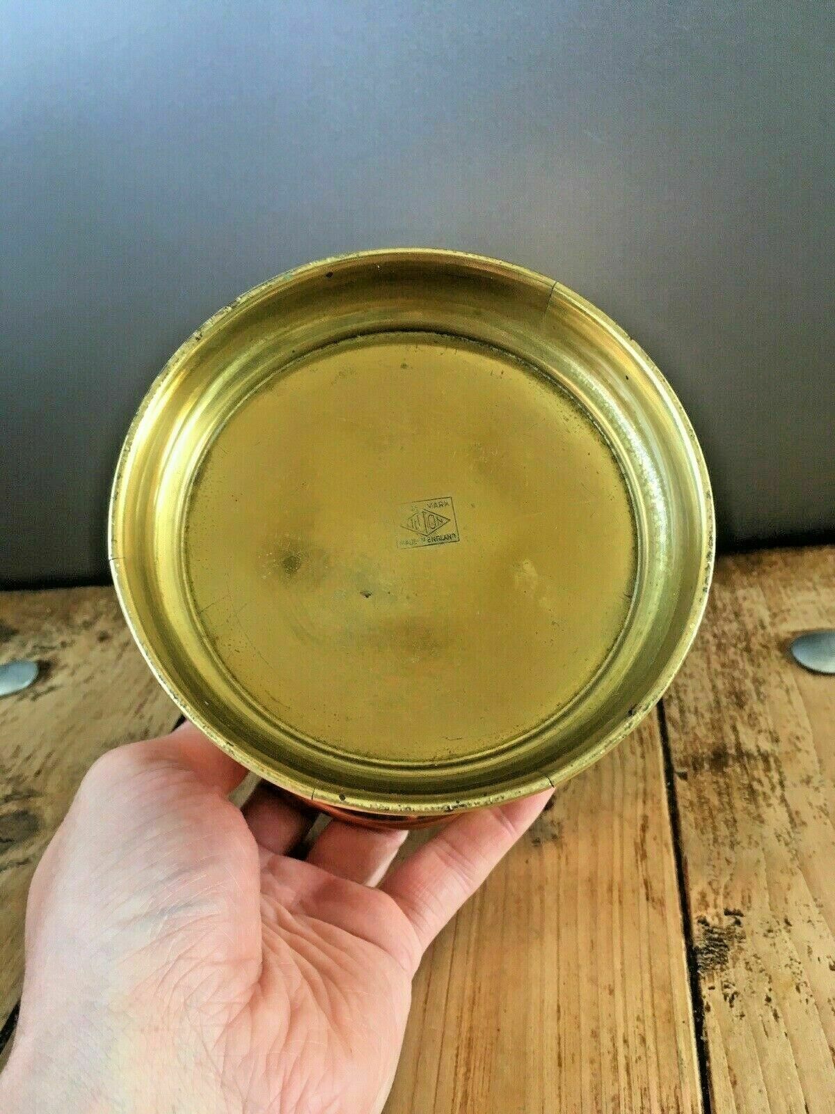 Linton Copper & Brass Banded Riveted Cylinder Planter Plant Pot Antique Vintage photo vintage
