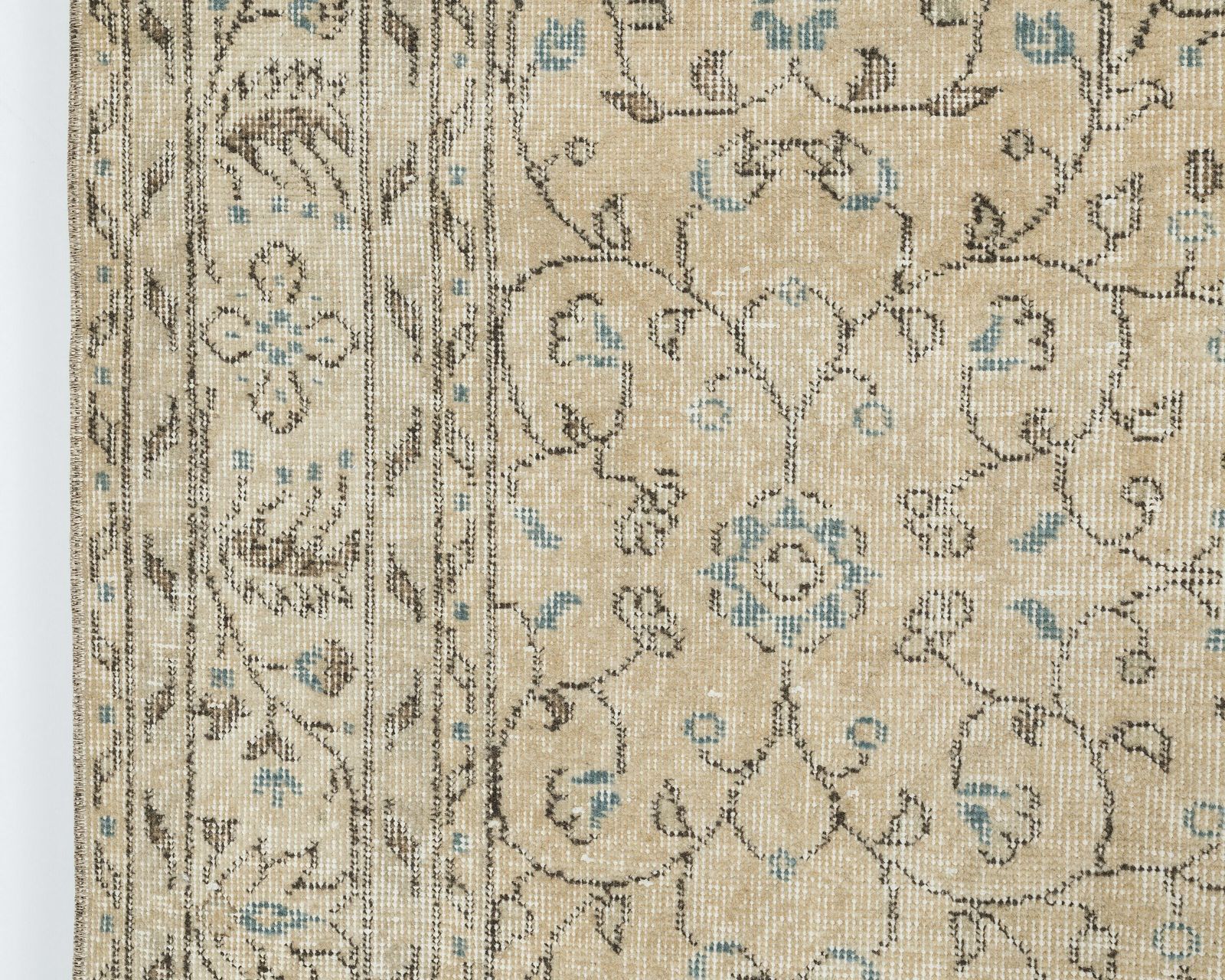Neutral Turkish Rug, 7x10 Vintage Rug, Low Pile Rug, Floral Rug, Anatolian Rug, Area Rug, Living Room Rug, Antique Rug, Handmade Rug, A4036 photo for sale