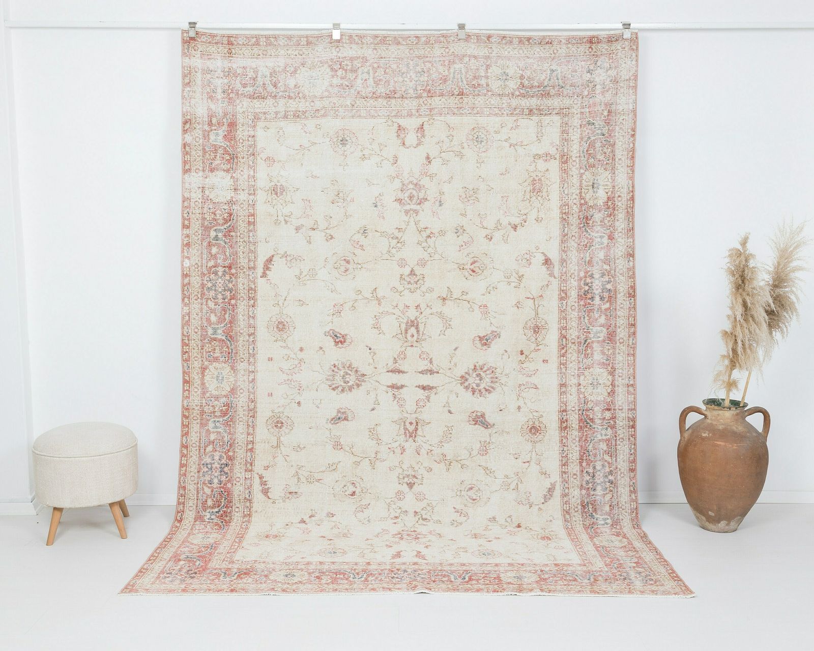7x10 Vintage Rug, Antique Rug, Turkish Rug, Unique Area Rug, Floral Rug, Living Room Rug, Handmade Rug, Faded Rug, Handknotted Rug,Sk: A4355