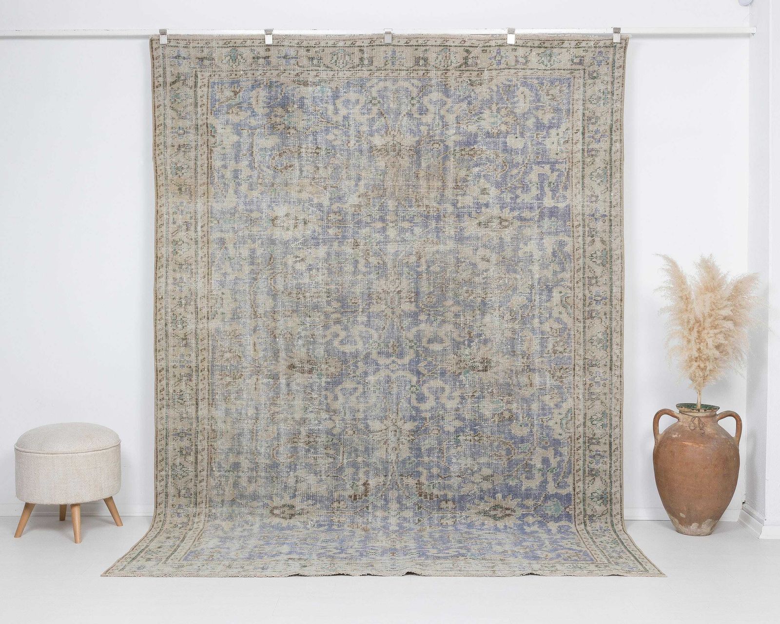 7x9 Turkish Rug, Purple Blue Rug, Low Pile Rug, Antique Rug, Anatolian Rug, İnterior Rug, Living Room Rug, Handmade Rug, Entryway Rug, A4706