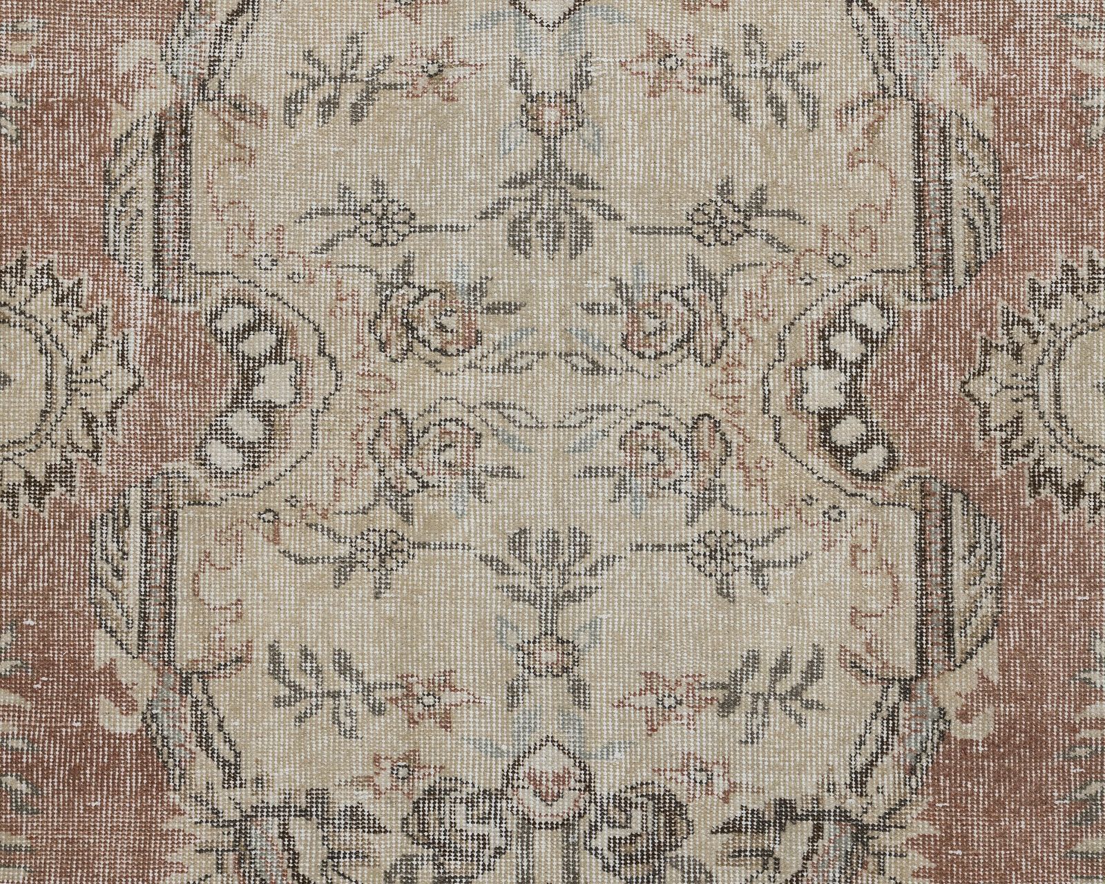 6x9 Turkish Rug, Red Vintage Rug, Handmade Rug, Oushak Rugs, Bedroom Rug, Low Pile Rug, Faded Rug, Handknotted Rug, Unique Area Rug photo vinterior