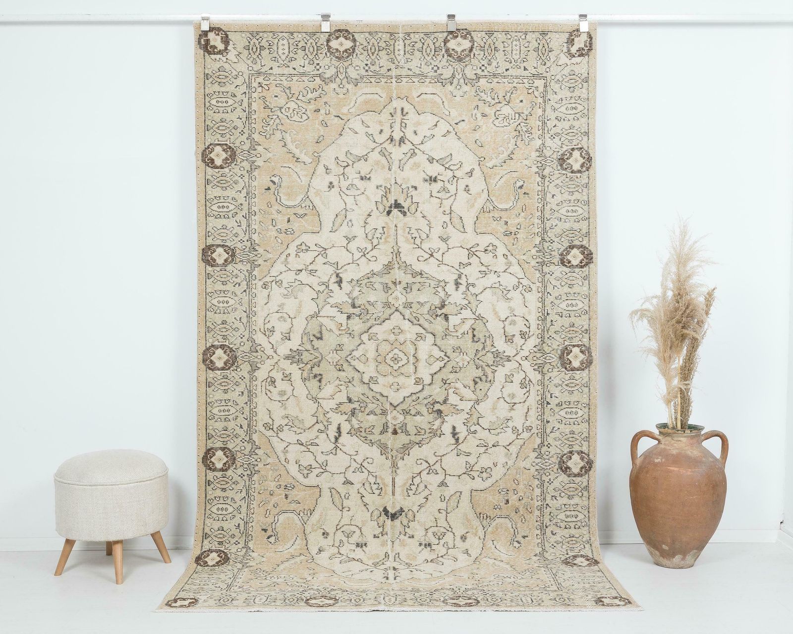 5.4 X 9.2 Feet Vintage Rug, Neutral Turkish Rug, Antique Handmade Rug, Turkey Rug,Anatolian Rug, Low Pile Rug, Naturel Rug, Faded Rug, A2519