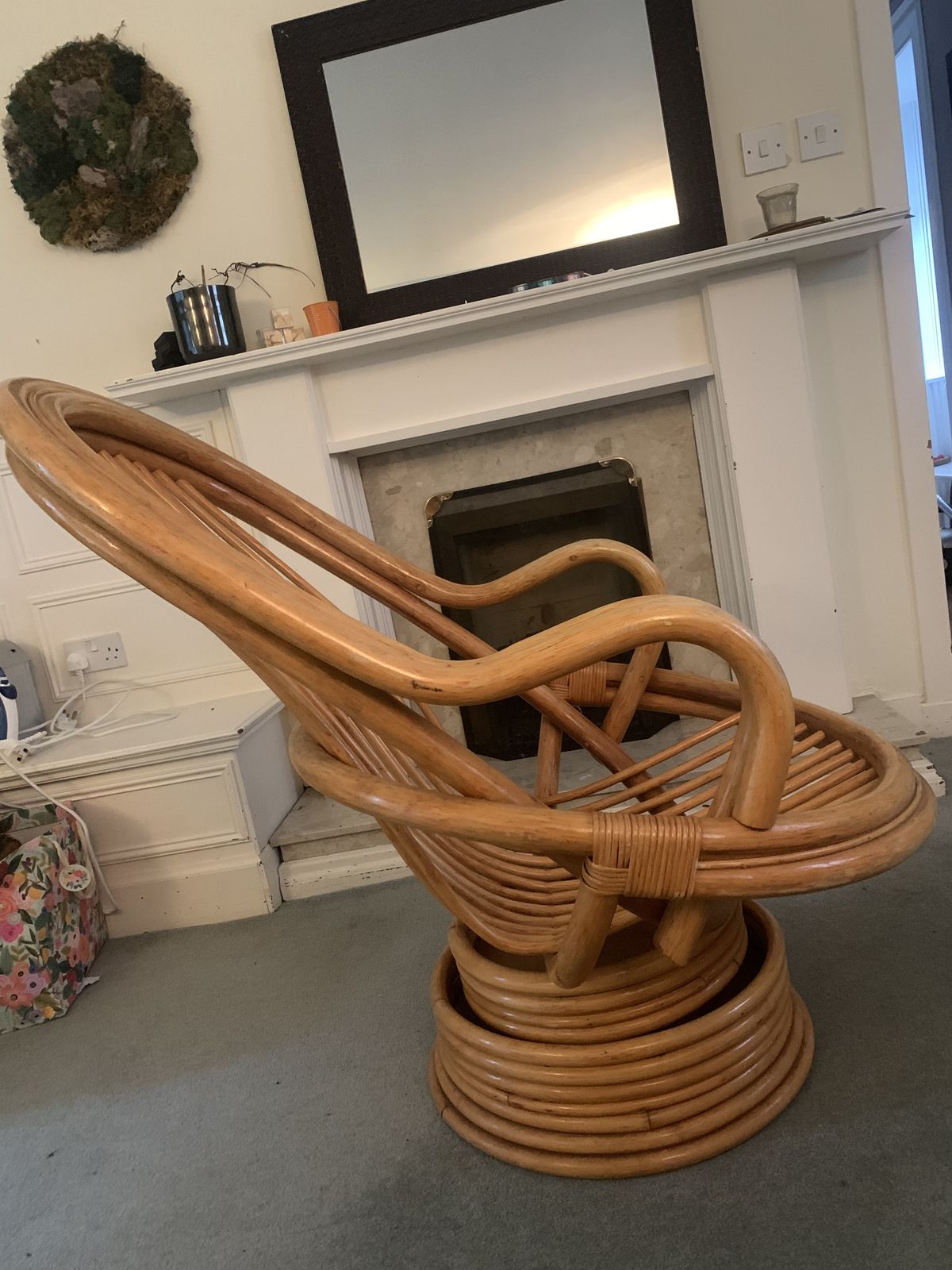 Vintage Swivel Rattan Armchair photo vinterior