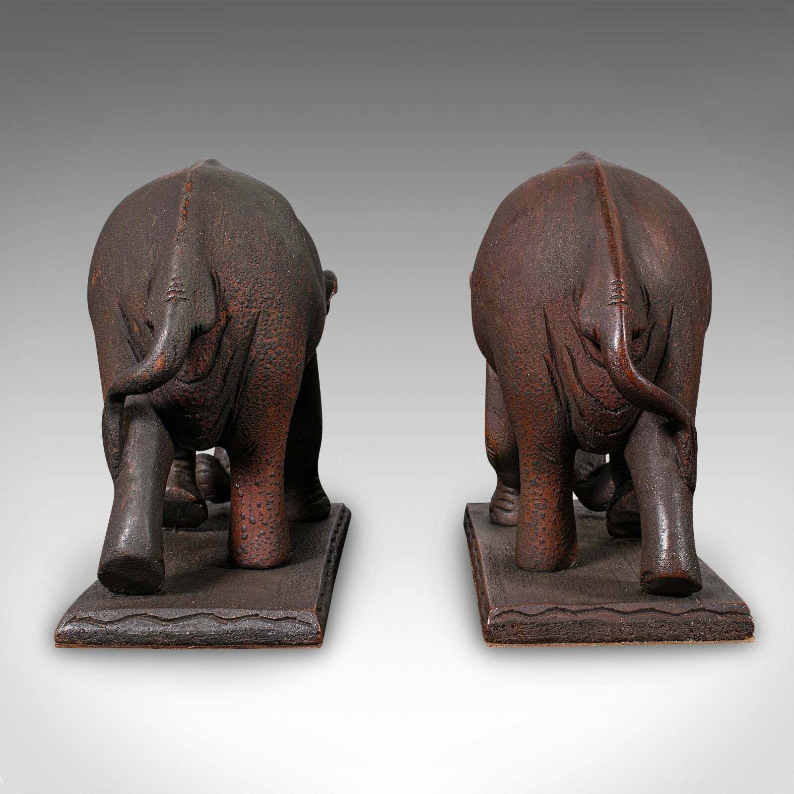 Pair Of Antique Elephant Bookends, English, Book Rest, Home Library, Victorian photo furniture