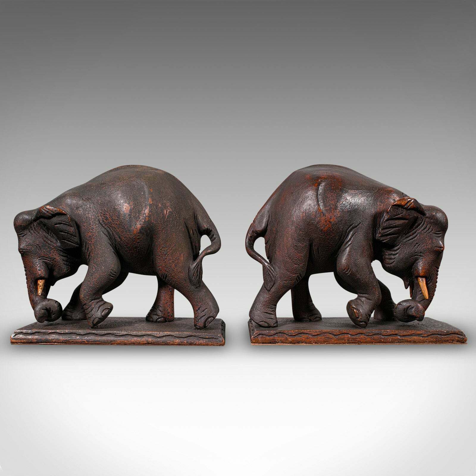 Pair Of Antique Elephant Bookends, English, Book Rest, Home Library, Victorian photo Home Decor