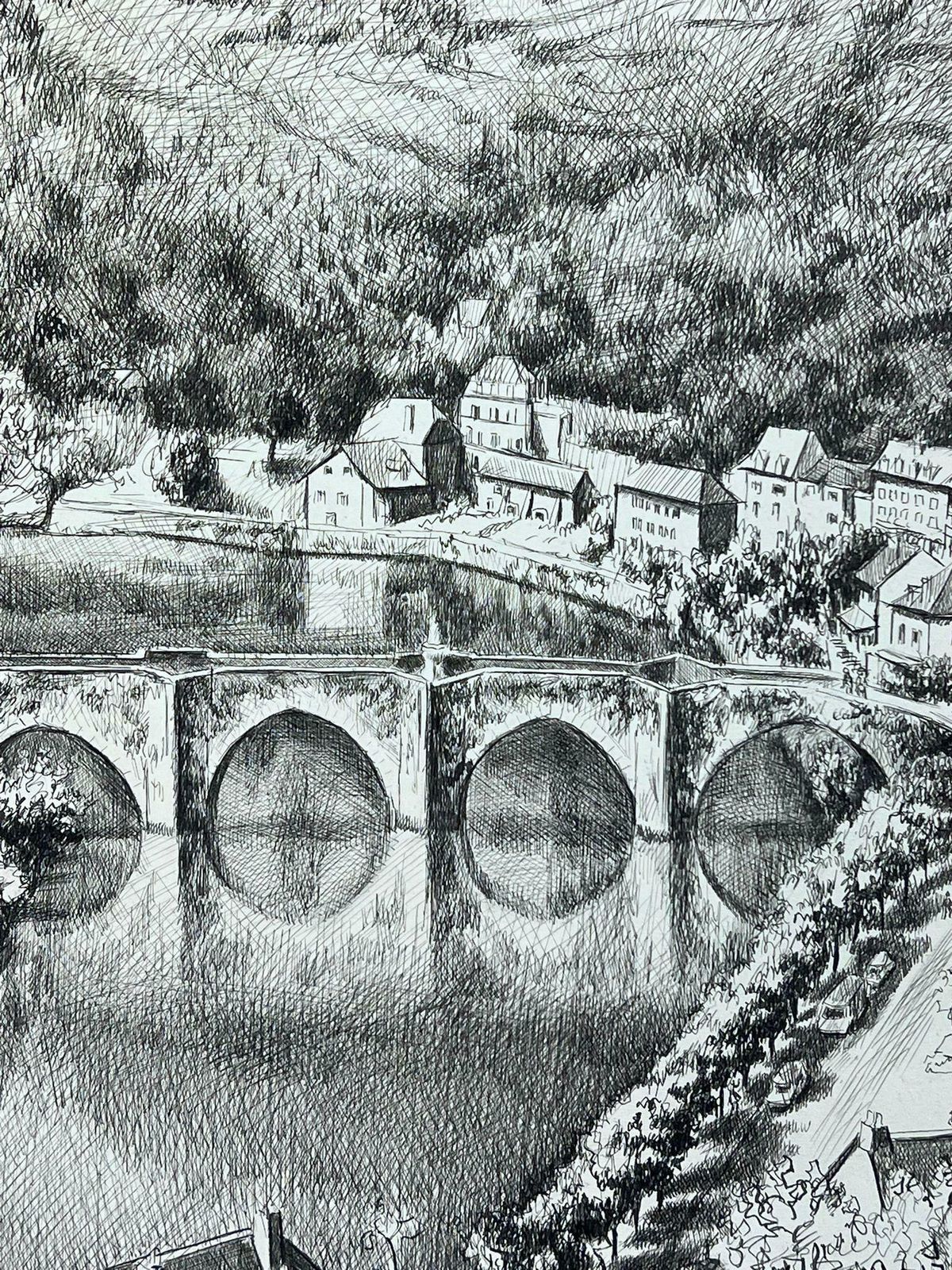 Josine Vignon1950s Post Impressionist Landscape Black & White Drawing, Estaing Aveyron France1950s photo 404.0