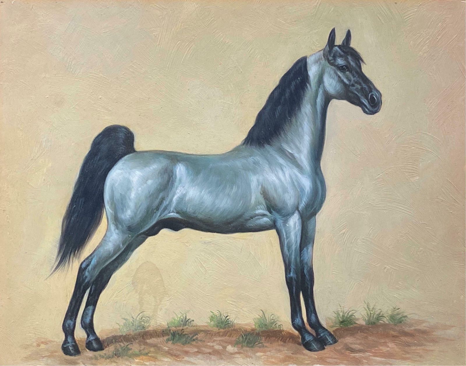 British Sporting Artfine Equestrian Horse Portrait British Oil Painting   Horse Standing20th Century
