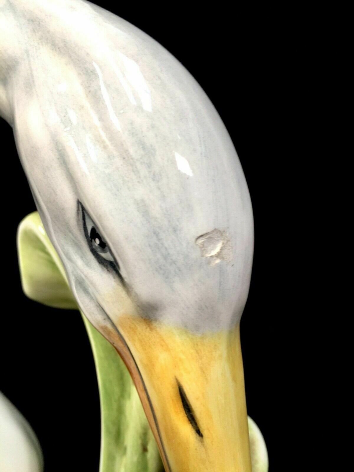 Home Decor Antique Italian Ceramic Stork Indoor Plant Pot . Planter / Jardiniere / Majolica photo
