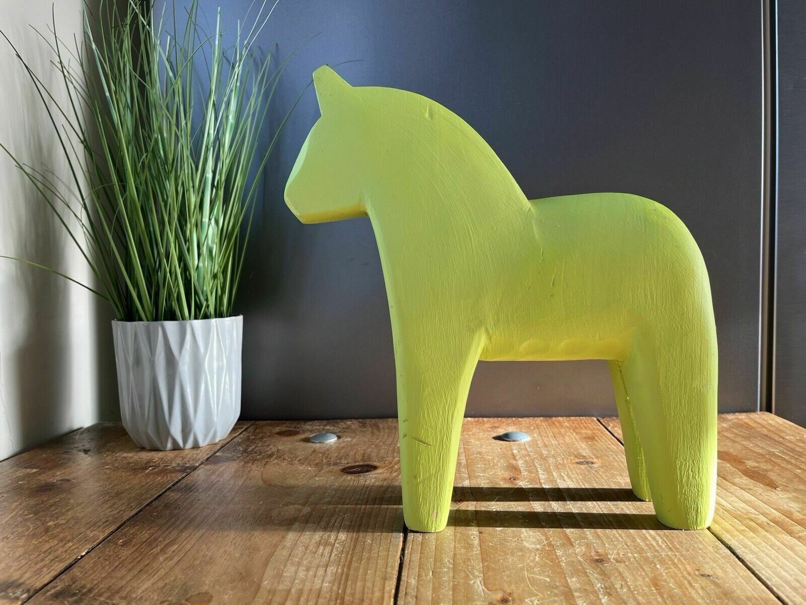 Large 27cm Vintage Swedish Lime Wooden Folk Art Dala Horse Dalahast Ikea Stolle photo for sale