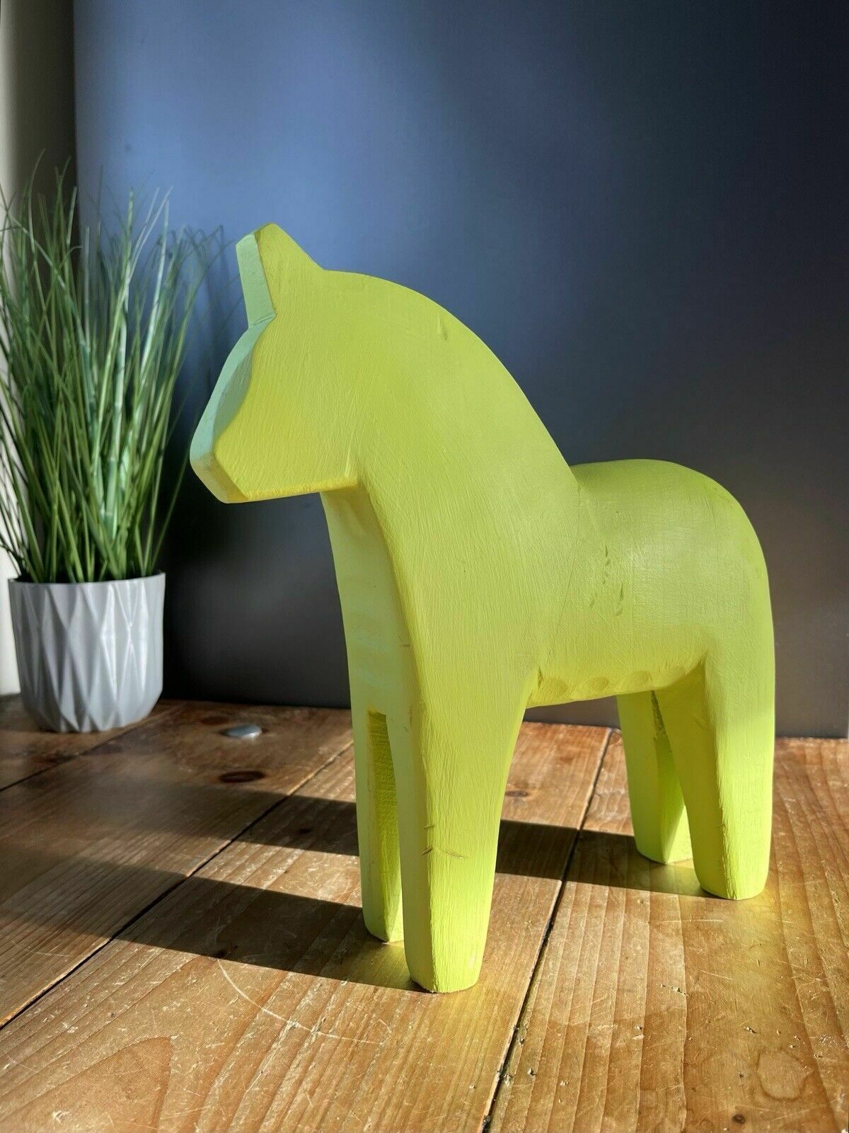 Art Large 27cm Vintage Swedish Lime Wooden Folk Art Dala Horse Dalahast Ikea Stolle photo