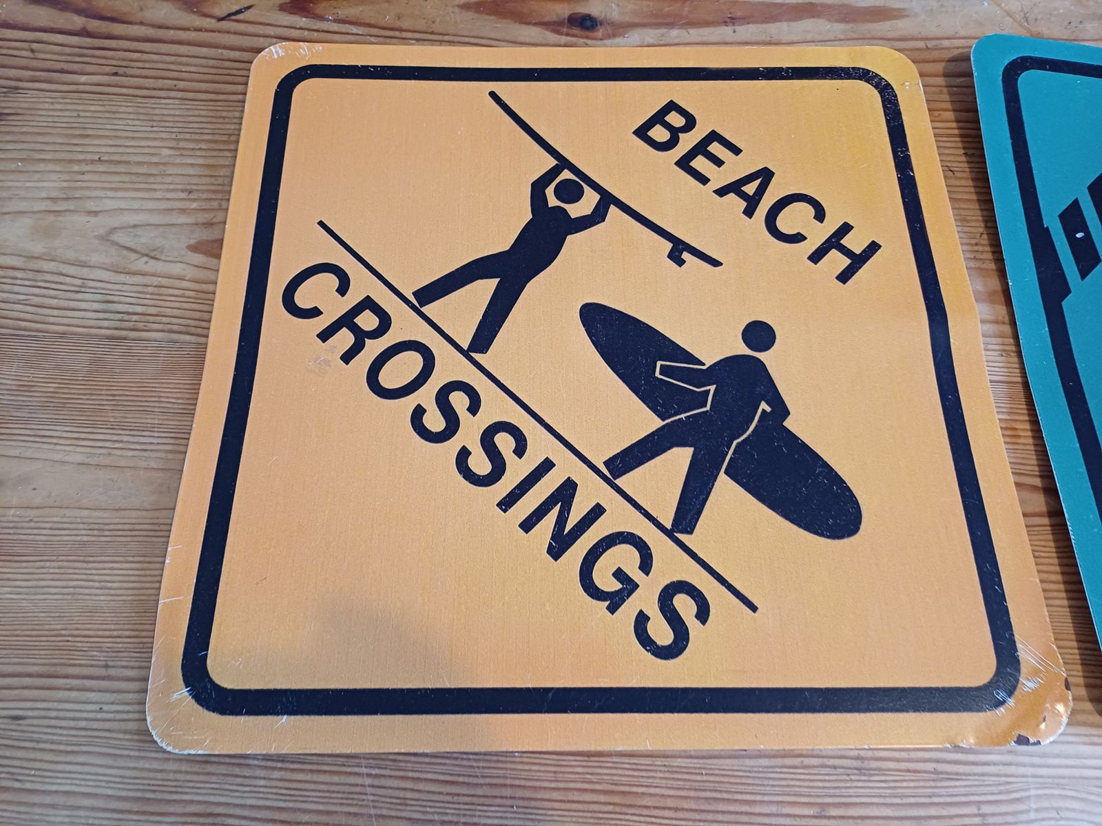2 Original Metal Signs Danger Sharks And Surf photo furniture
