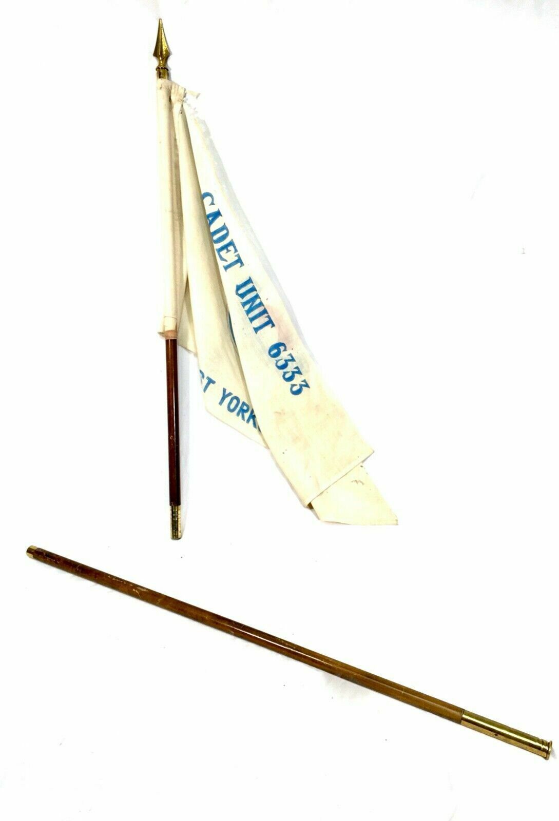 Antique Flag   Junior British Red Cross Parade On Original Wooden Flag Pole