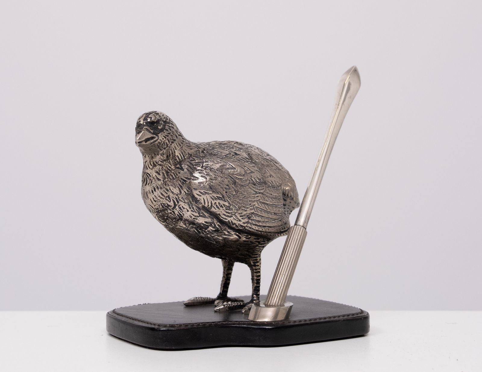 Gucci Silver Plate Quail Penholder 1970s Italy photo for sale