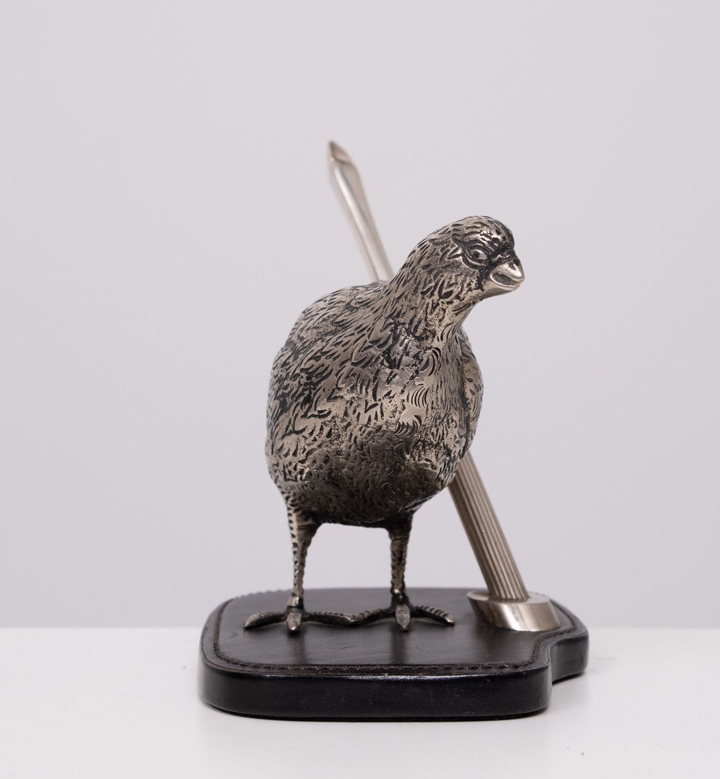 Gucci Silver Plate Quail Penholder 1970s Italy photo vintage