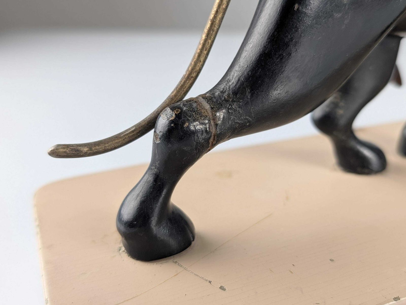 photo for sale Ariadne And The Panther, Art Deco Sculpture In Wood And Brass 1920s