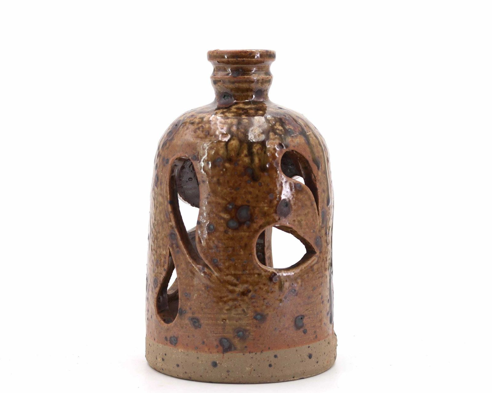 French Stoneware Ceramic Lantern Candle Holder, 1960s / Candleholder, Wabi Sabi Ceramic, Rustic Farmhouse, Boho Chic, Bohemian photo furniture