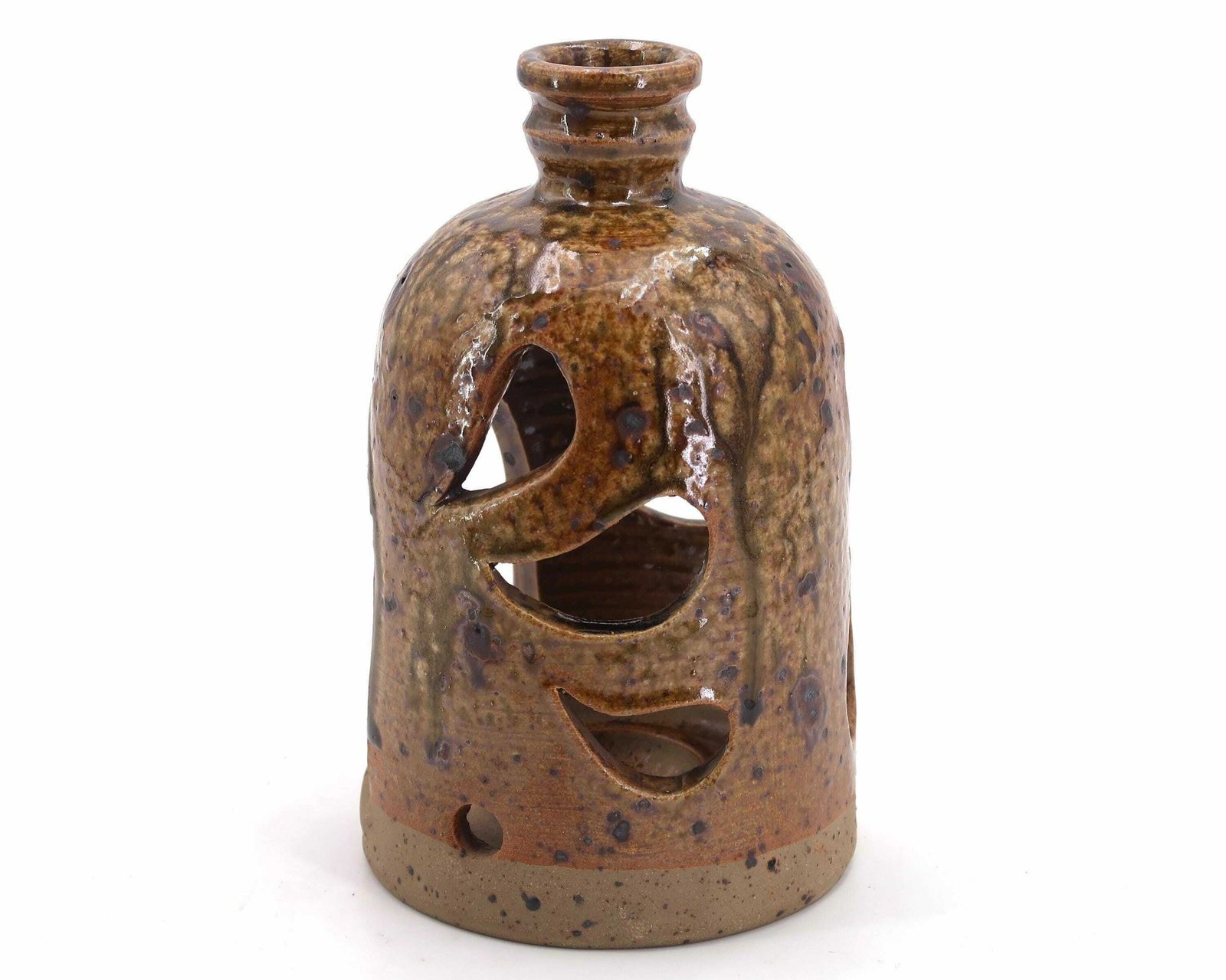 French Stoneware Ceramic Lantern Candle Holder, 1960s / Candleholder, Wabi Sabi Ceramic, Rustic Farmhouse, Boho Chic, Bohemian photo 111.0