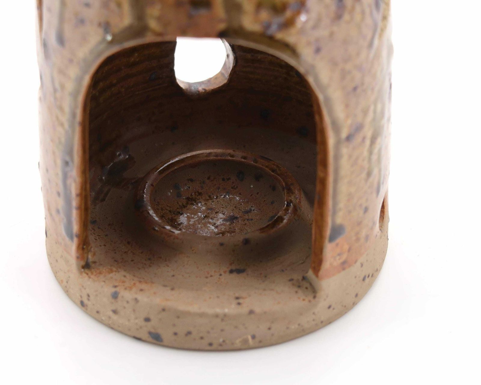 French Stoneware Ceramic Lantern Candle Holder, 1960s / Candleholder, Wabi Sabi Ceramic, Rustic Farmhouse, Boho Chic, Bohemian photo buy