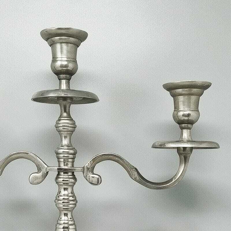 1950s Stunning Candelabra For Three Candles In Stainless Steel. Handmade. Made In Italy photo vinterior