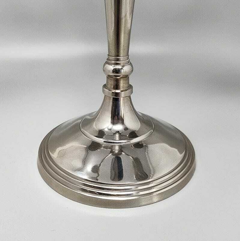 1950s Stunning Candelabra For Three Candles In Stainless Steel. Handmade. Made In Italy photo vintage