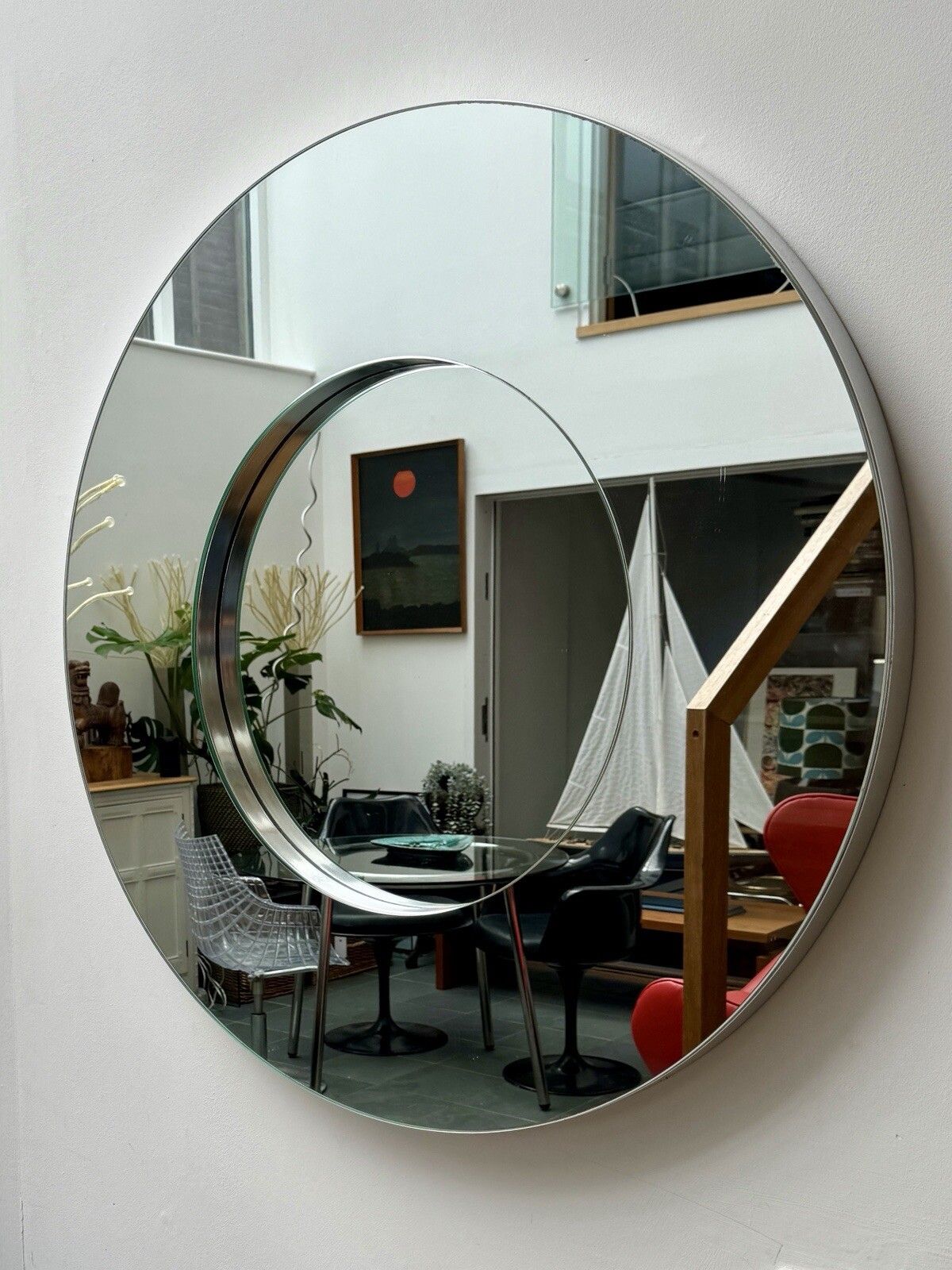photo vinterior Deknudt Rondo S Modern Circular Wall Mirror Made In Belgium C1990’s