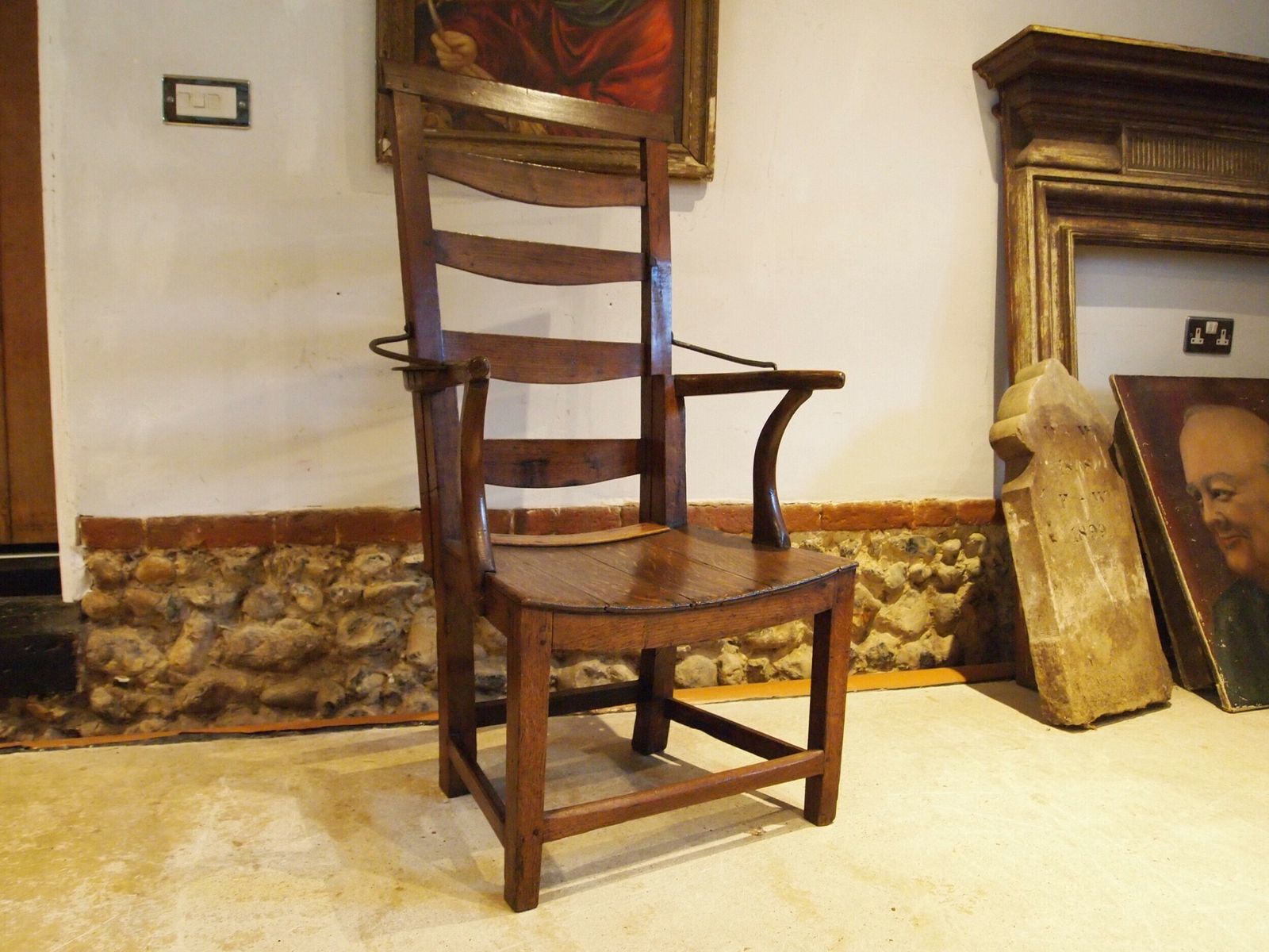 Chair Very Rare Reclining George III Oak & Elm C1790 photo vinterior