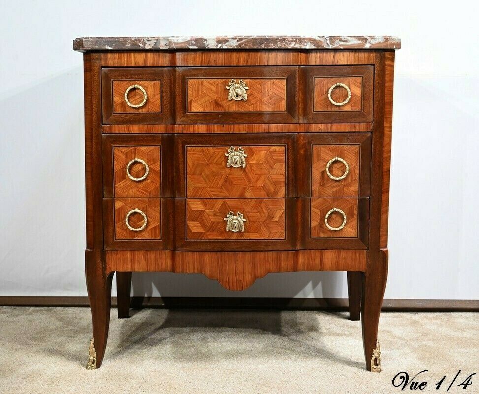 photo furniture Small Chest Of Drawers In Rosewood And Mahogany  Louis XV Louis XVI Transition  2nd Part 19th Century