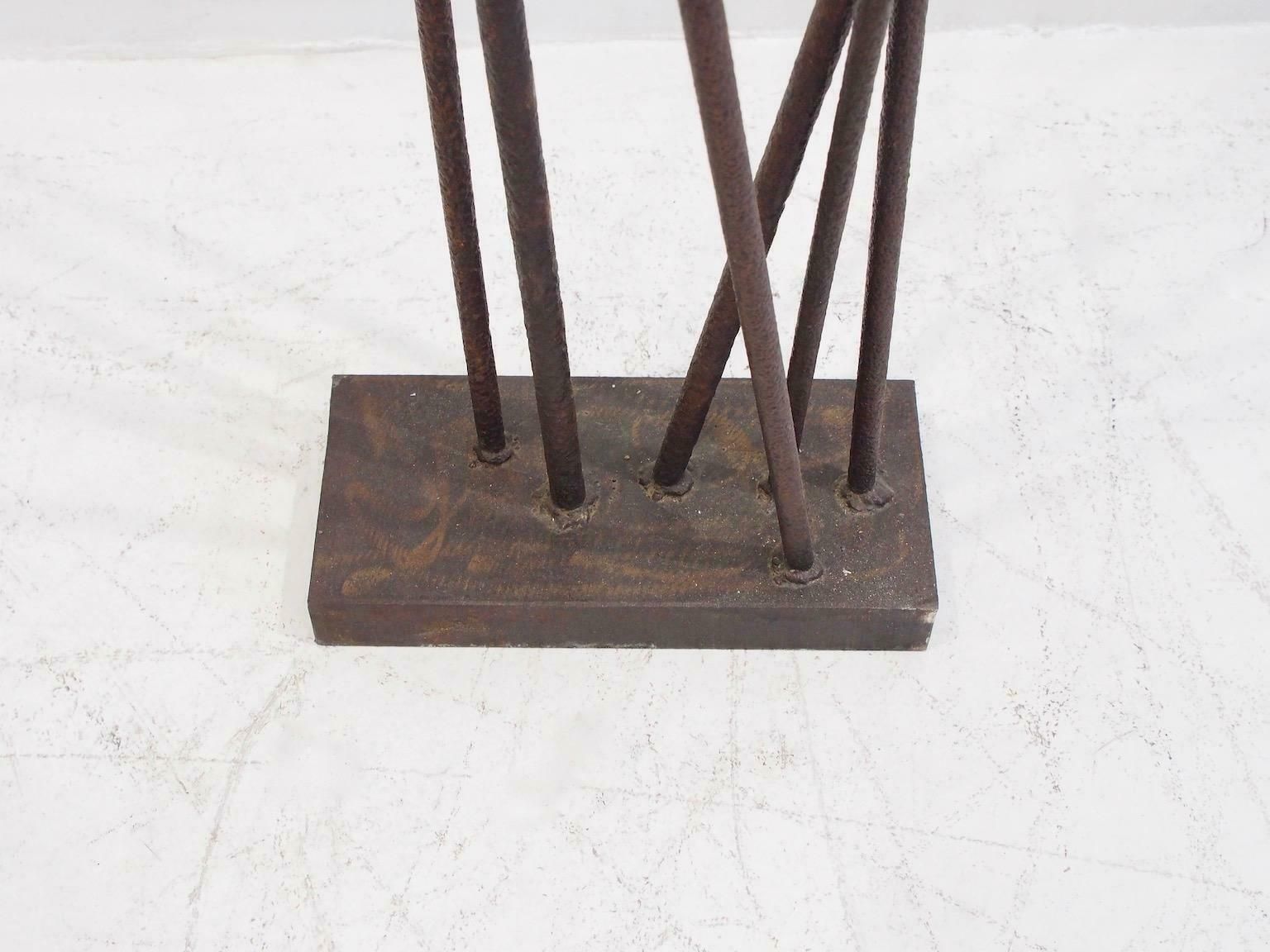Blown Colorless Glass And Metal Sculpture By Xavier Carrere photo vintage