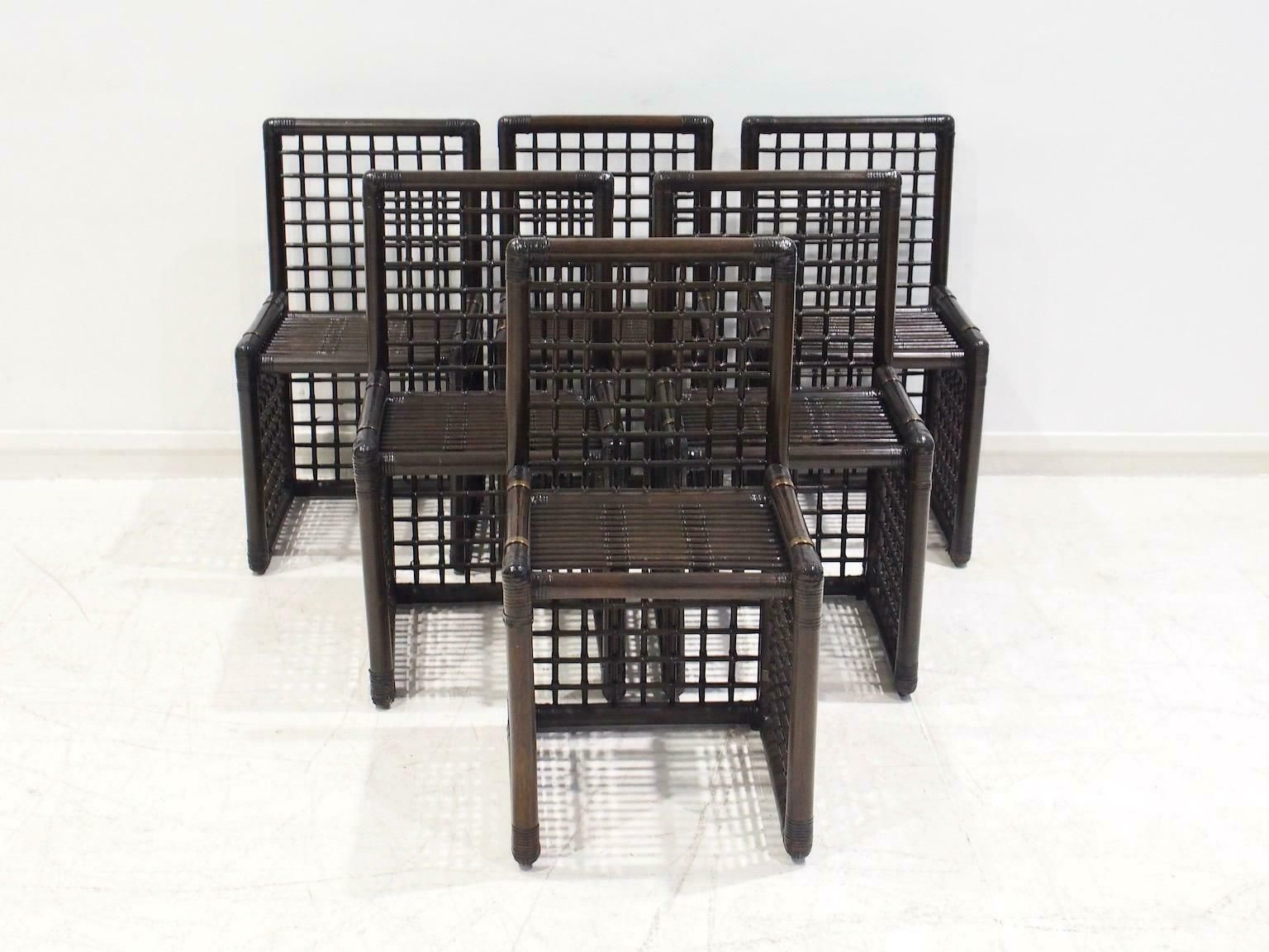 Set Of Six Afra And Tobia Scarpa Bamboo And Rattan Chairs photo furniture