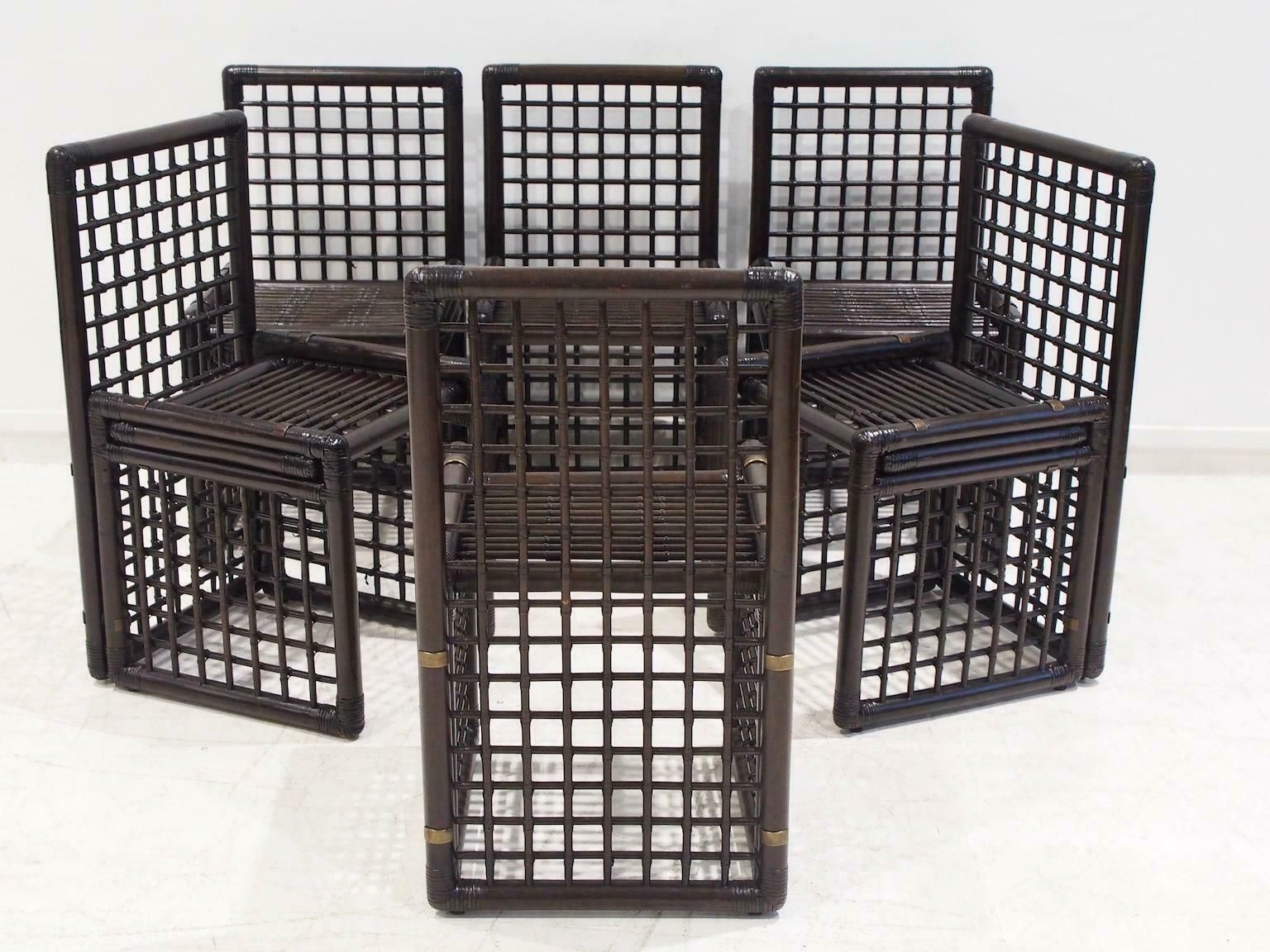 Set Of Six Afra And Tobia Scarpa Bamboo And Rattan Chairs photo Furniture