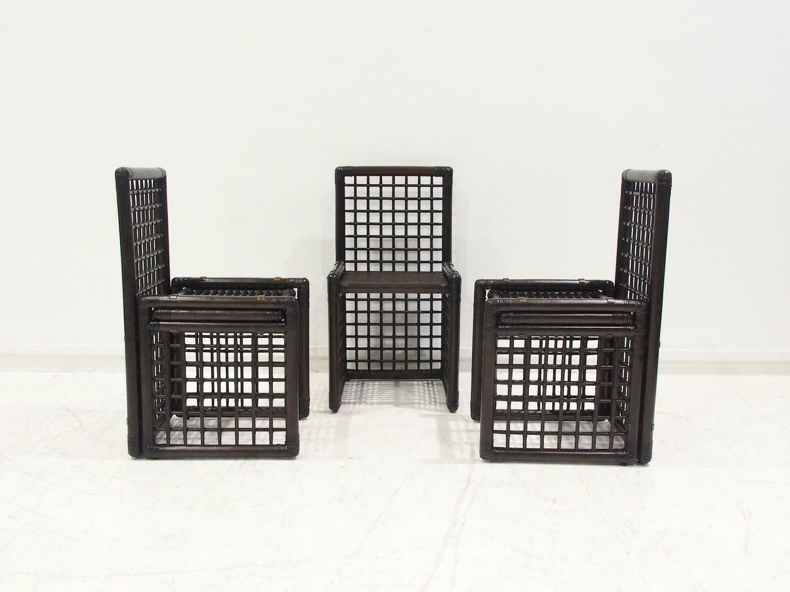 photo vinterior Set Of Six Afra And Tobia Scarpa Bamboo And Rattan Chairs