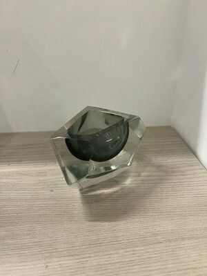 Vase And Ashtray In Faceted Submerged Murano Glass By Flavio Poli, 1960s, Set Of 2 photo vintage