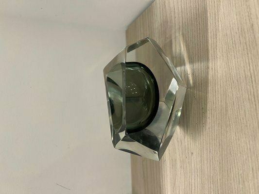 photo for sale Vase And Ashtray In Faceted Submerged Murano Glass By Flavio Poli, 1960s, Set Of 2