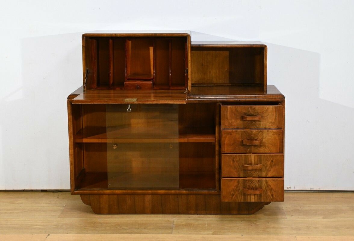 Rurka Glass Furniture In Burl Walnut, Art Deco – 1940 photo Furniture