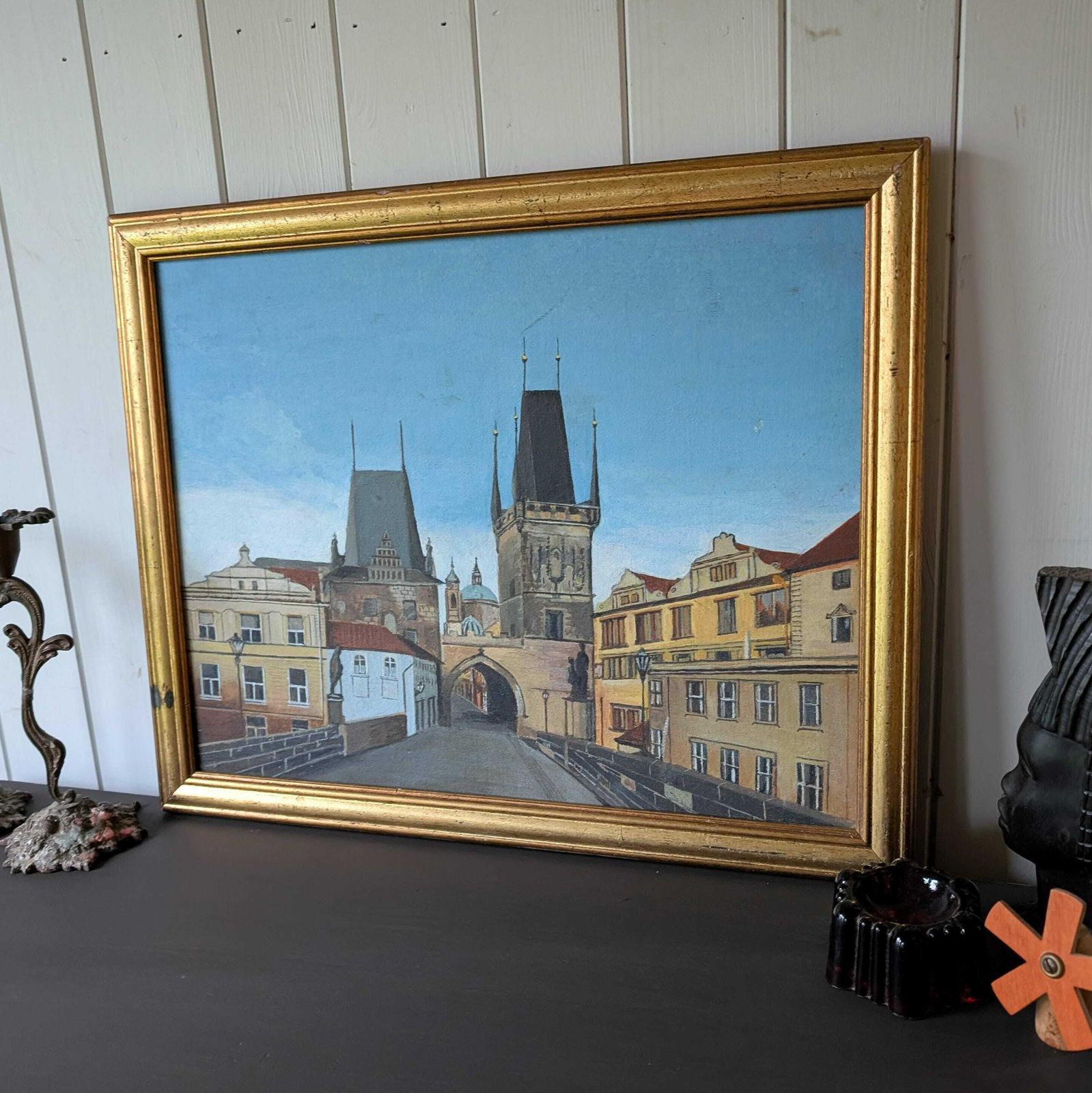 Vintage Oil Painting Of Prague