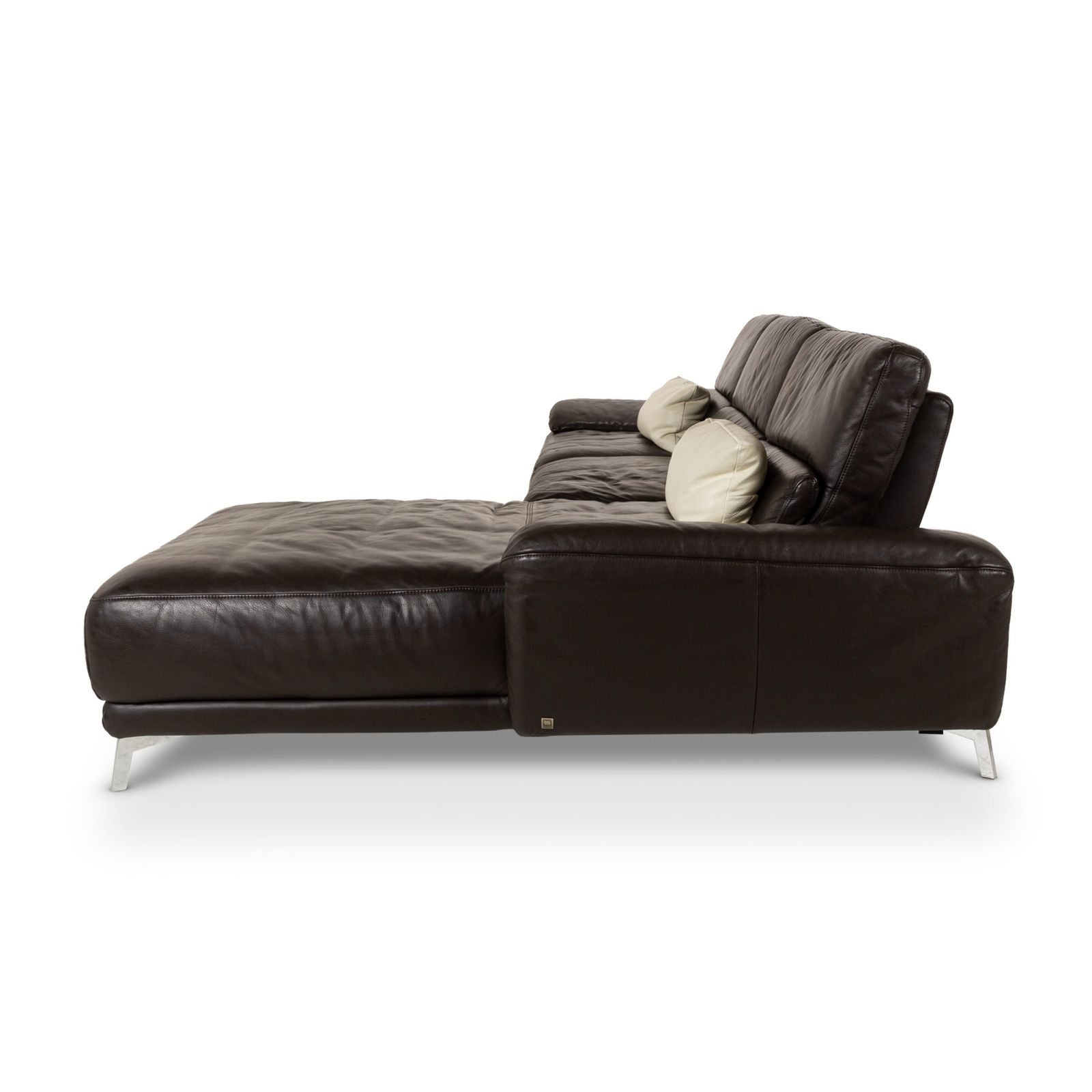 Mobilier Canapé d'angle Musterring en cuir marron, récamière droite, fonction manuelle photo