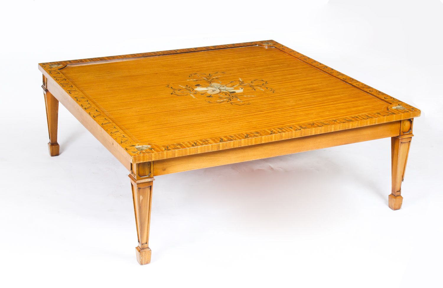 Vintage Sheraton Revival Painted Satinwood Coffee Table  20th C