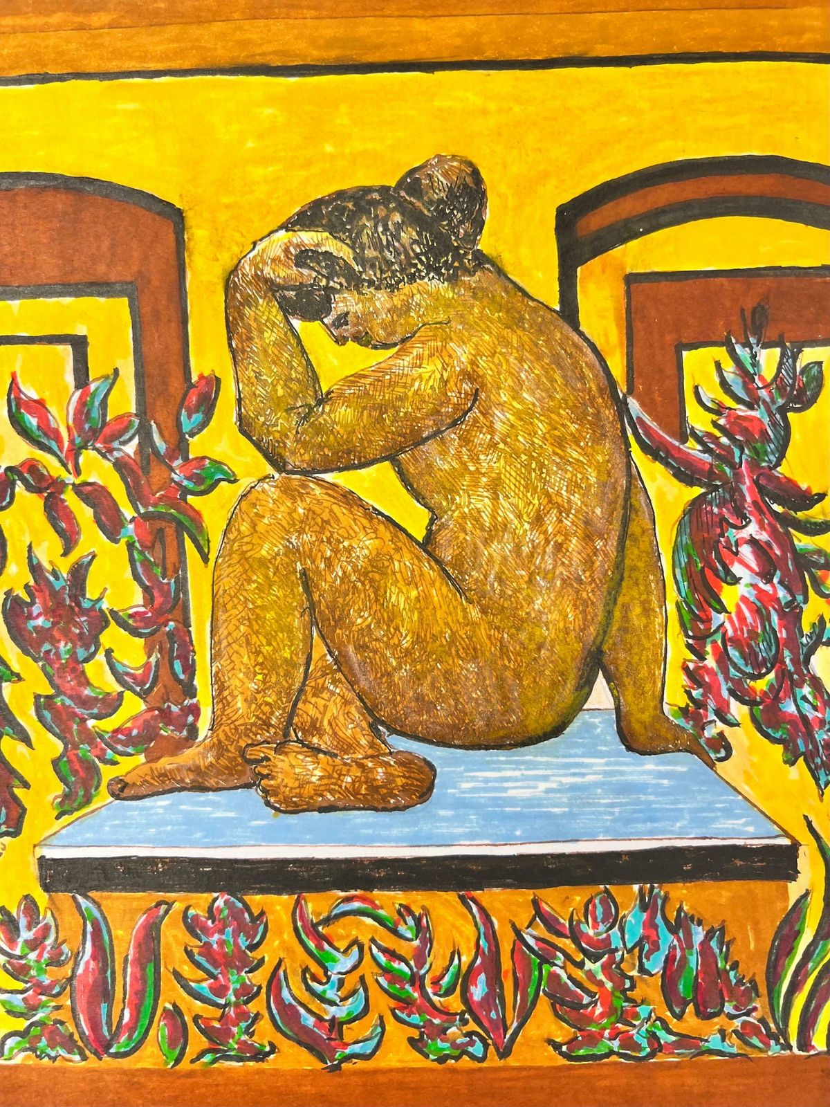 Bernard Labbe1950's Modernist/ Cubist Painting   Posed Nude Figure1950's photo for sale