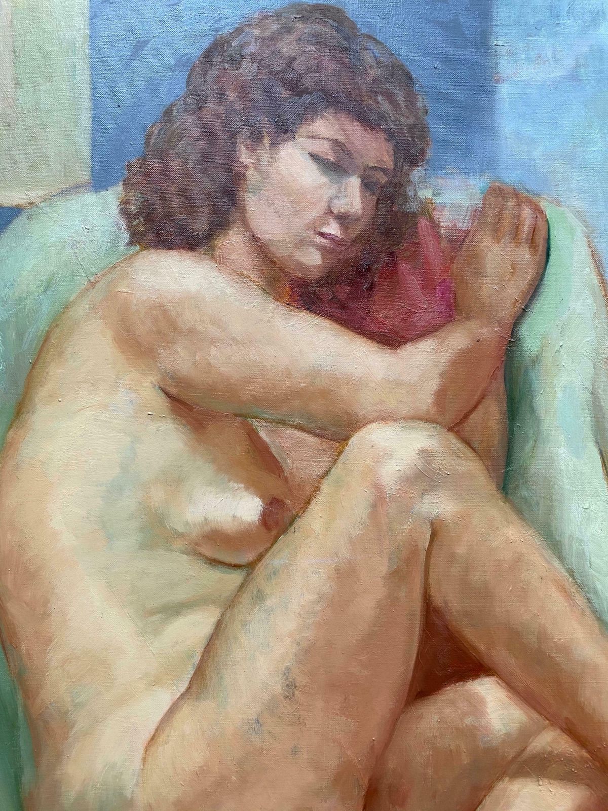 Yvette Bossierethe Artists Model   Portrait Of Nude Lady 20th Century French Impressionist Oil20th Century photo furniture