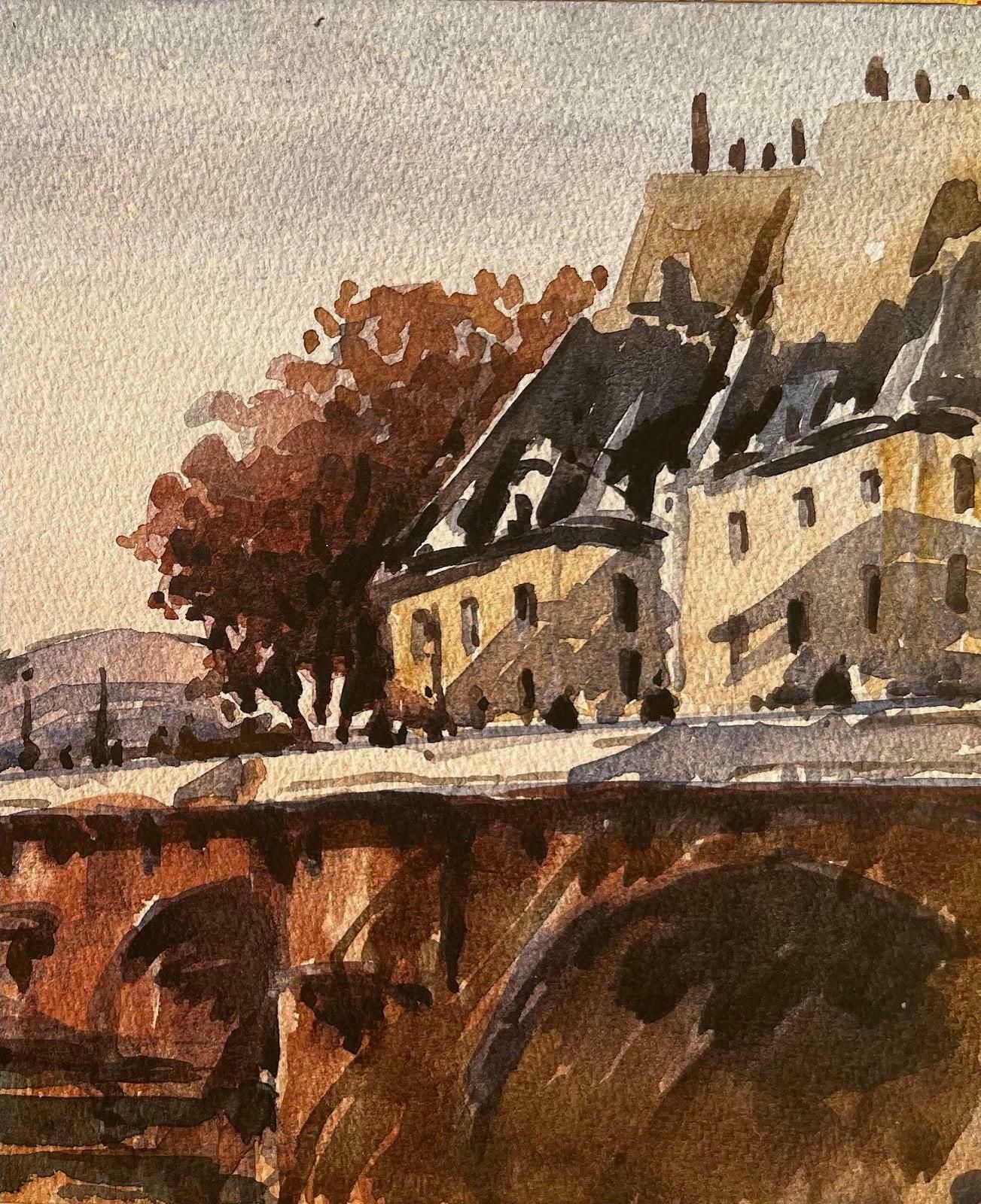 Maurice Mazeiliefrench Impressionist Landscape Paris City View River Seine Buildings20th Century photo Art