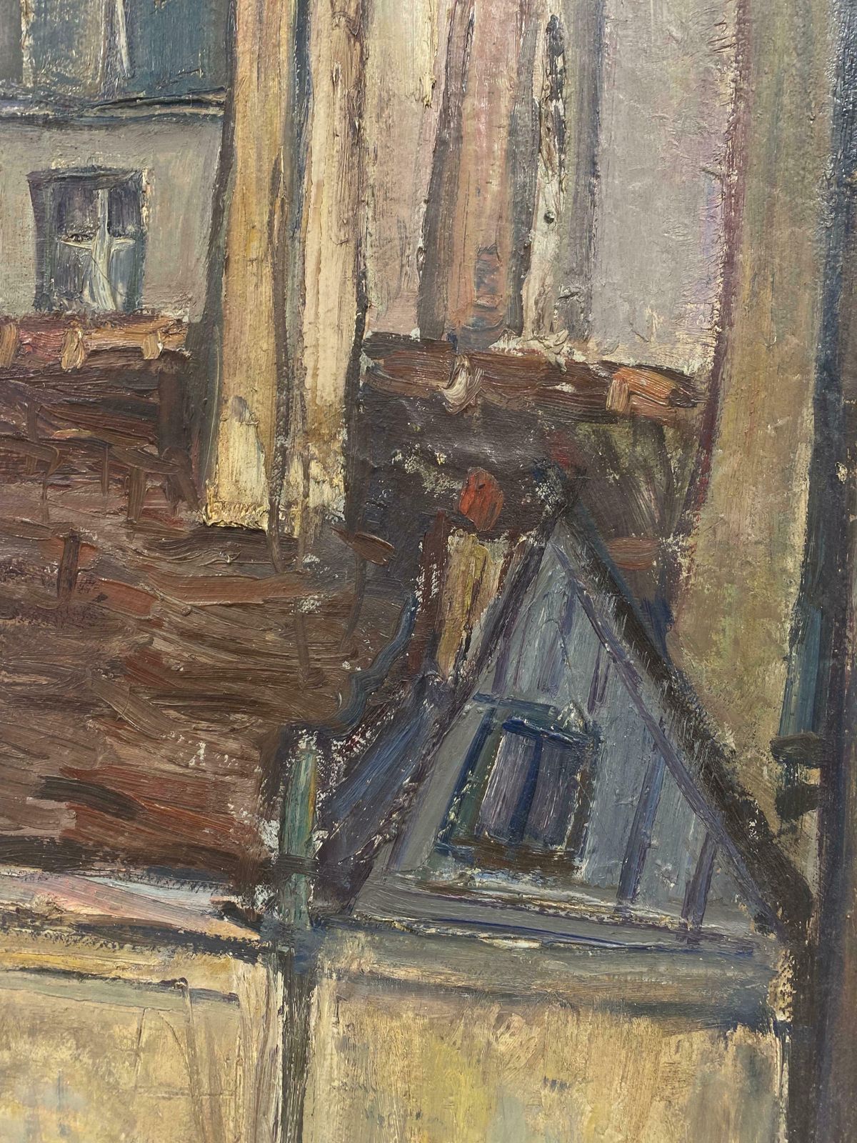 édouard Righetti (1924 2001)rue Jacob Paris Rooftops 1950 Superb Original French Post Impressionist Oil 1950's photo buy