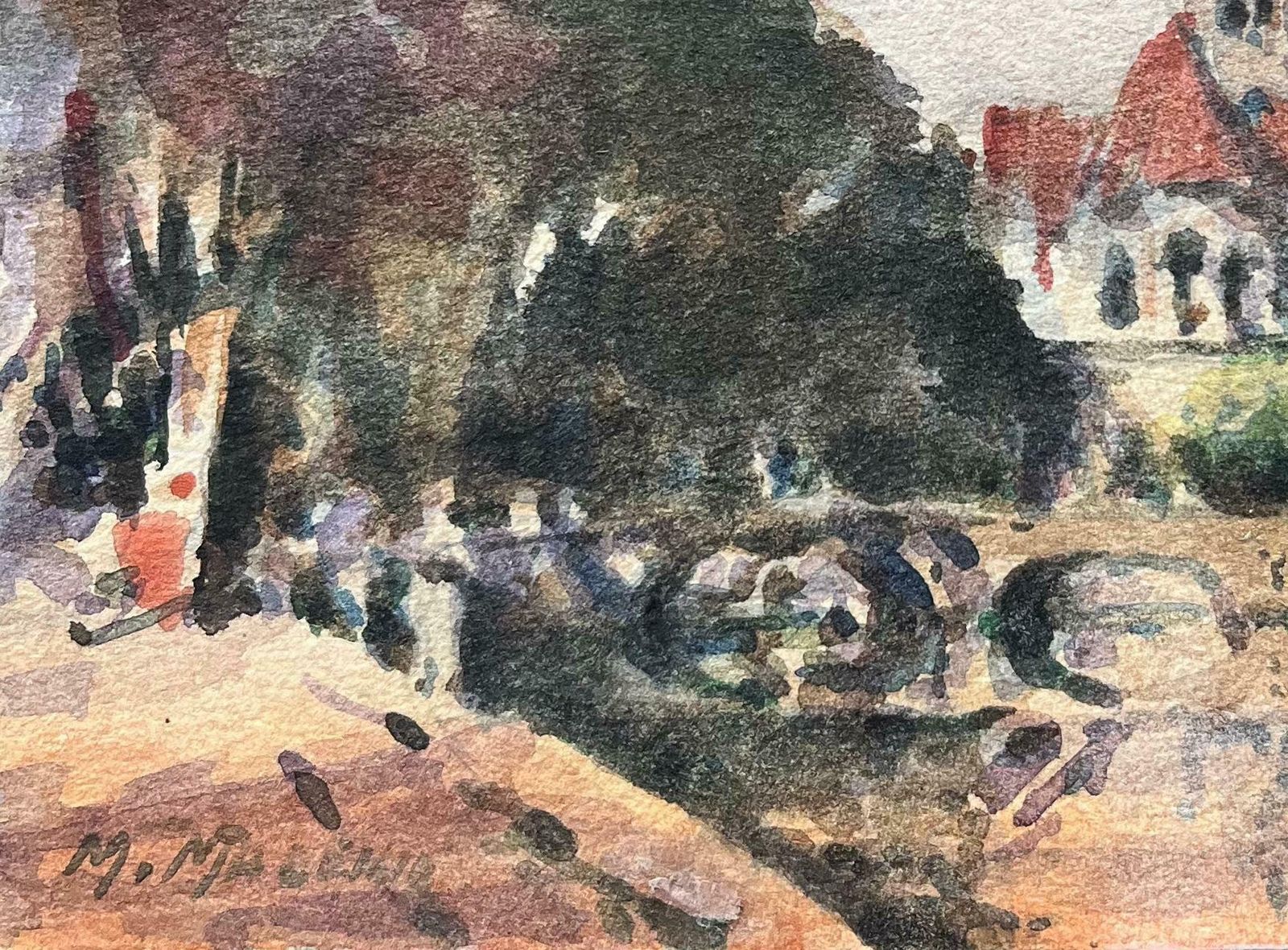 Maurice Mazeiliefrench Impressionist Watercolor Of Saint étienne Du Mont Church In Paris20th Century photo 255.0