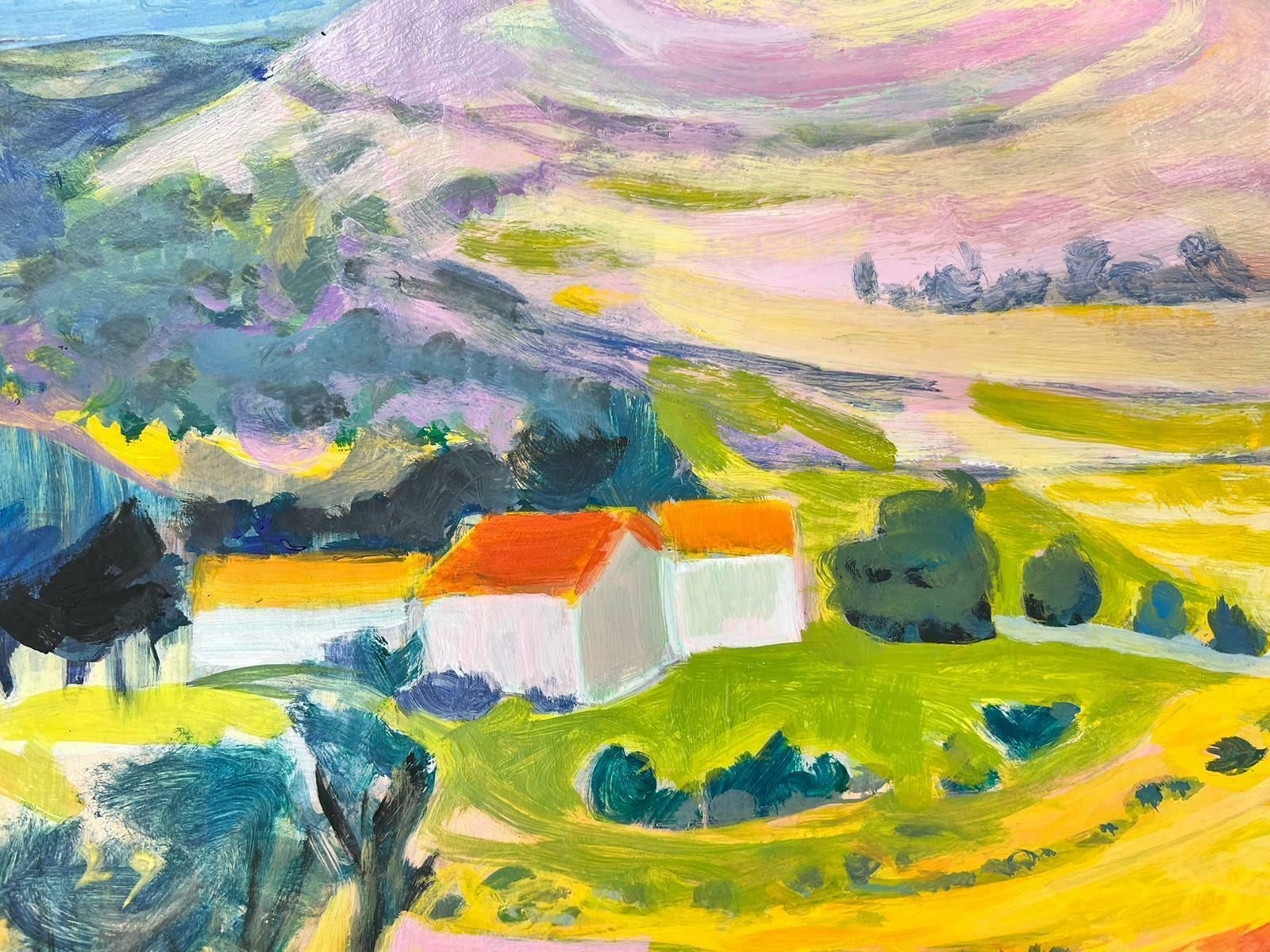 Huguette Ginet Lasnier Golden Fields In Provence French Post Impressionist Signed Oil C. 2000's photo vintage
