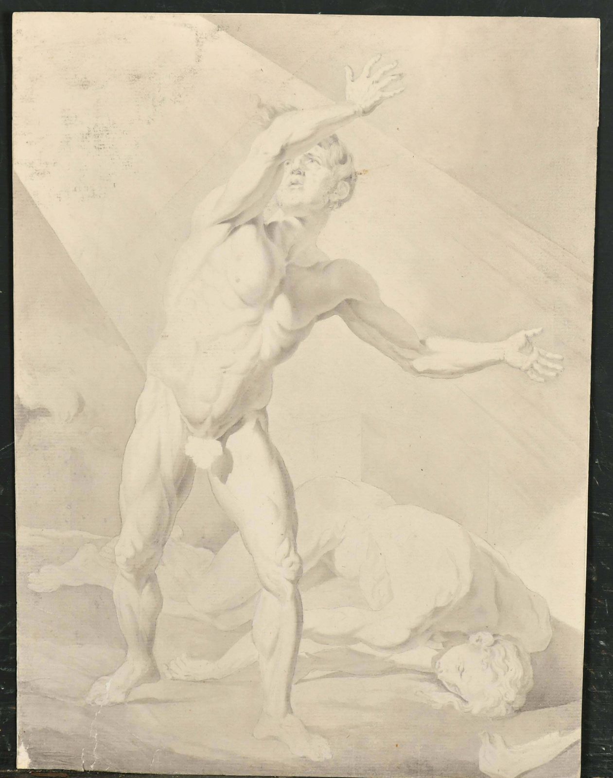 Fine 18th Century French Old Master Ink Wash Drawing Cain & Abel Fighting photo furniture