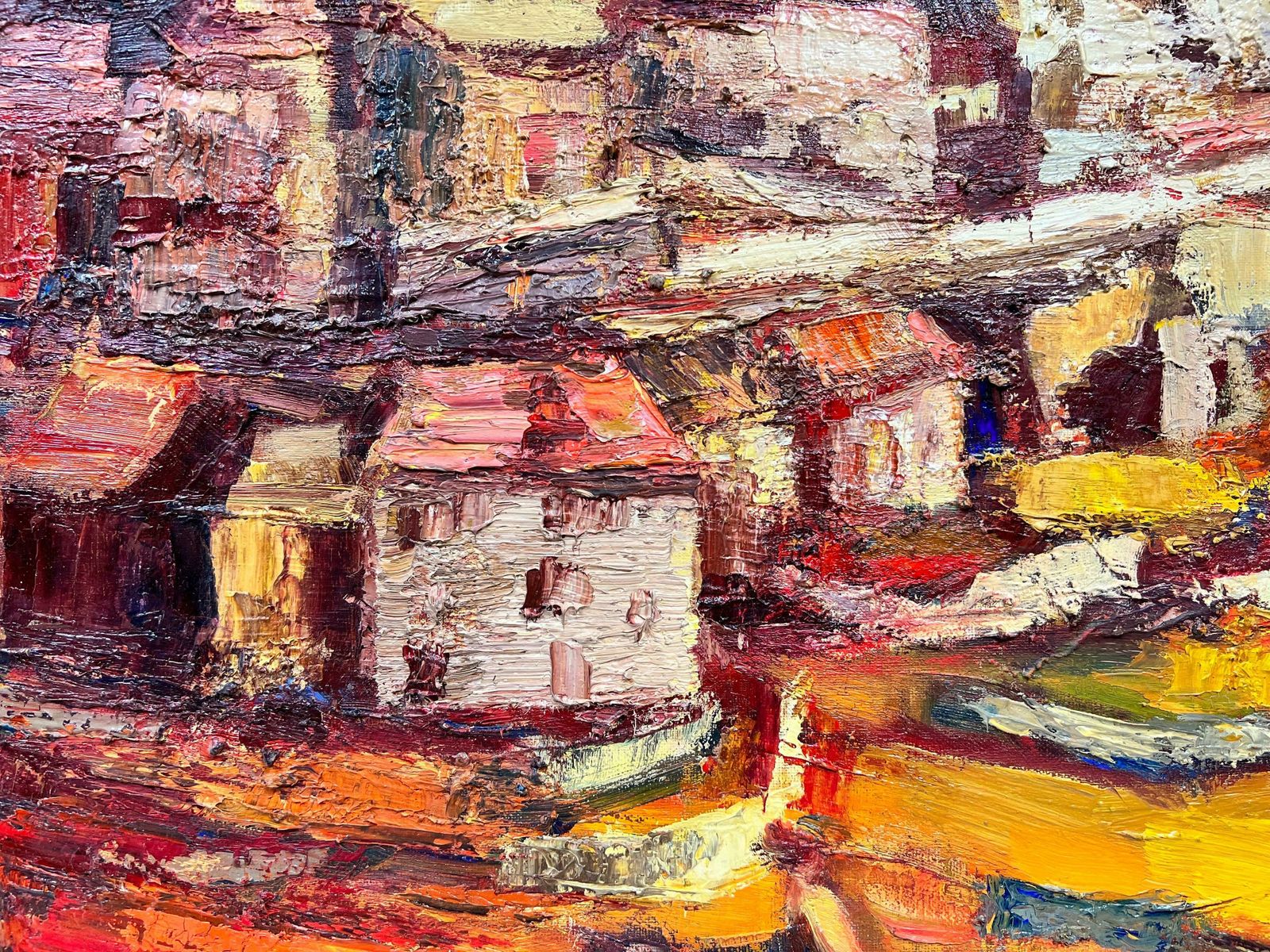 Josine Vignonhuge French Post Impressionist 1950's Oil Horse Riders Hill Top Spanish Village1950's photo buy